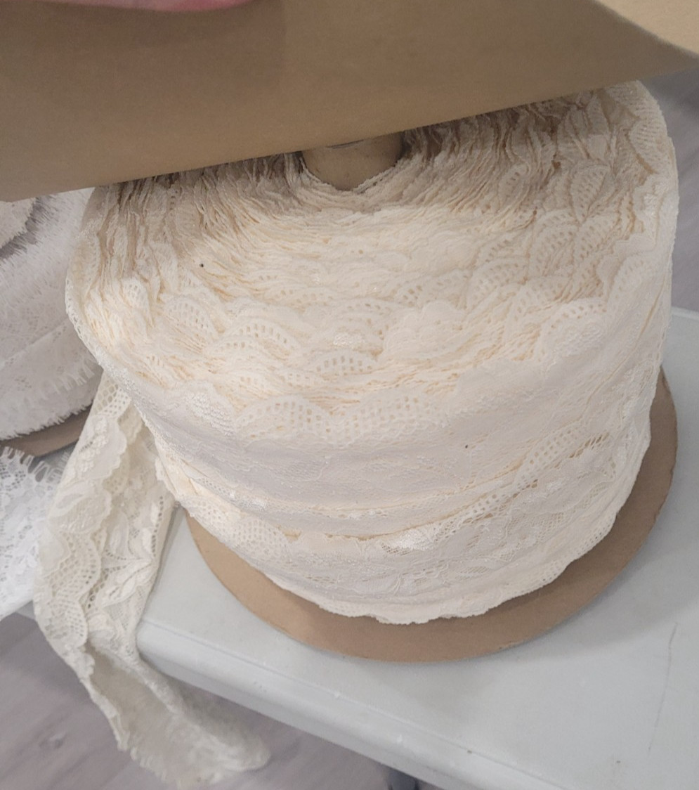 Vintage Klauber Brothers Ivory Floral Galloon Lace Trim 5.75\