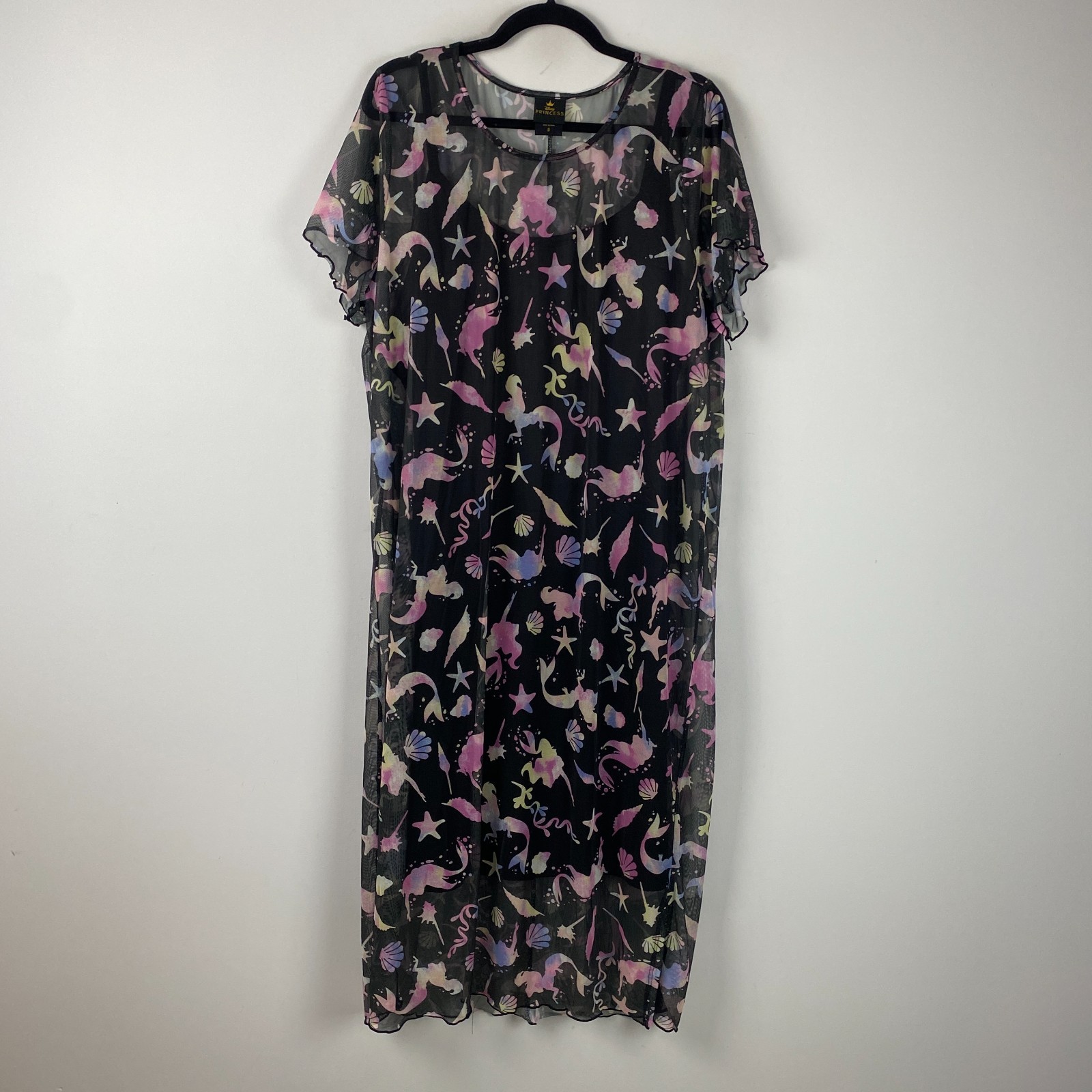 Torrid Disney The Little Mermaid Midi Mesh T Shirt Dress Plus Size 3X Black Purp