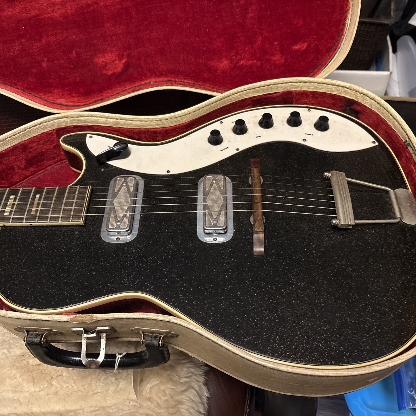 ~1964 Silvertone Model 1423 Jupiter Stratotone Faux Black Sparkle ~1964 Silvertone Model 1423 Jupiter Stratotone Faux Black Sparkle