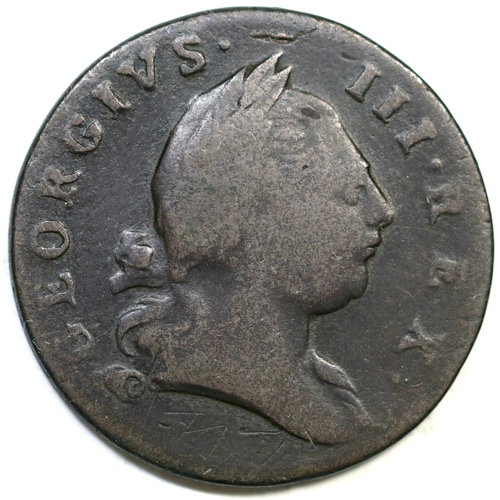 1773 Virginia Halfpenny Colonial Copper Coin