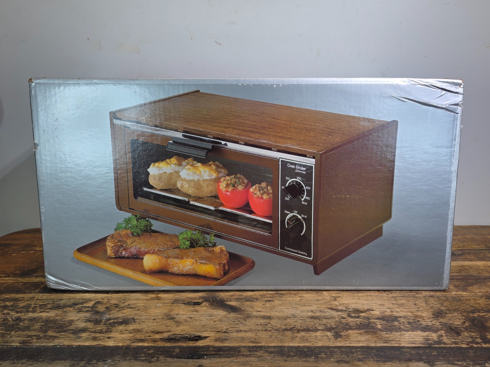 Vintage 1984 JCPenney Wood Grain Toaster Oven Broiler New Old Stock Vintage 1984 JCPenney Wood Grain Toaster Oven Broiler New Old Stock