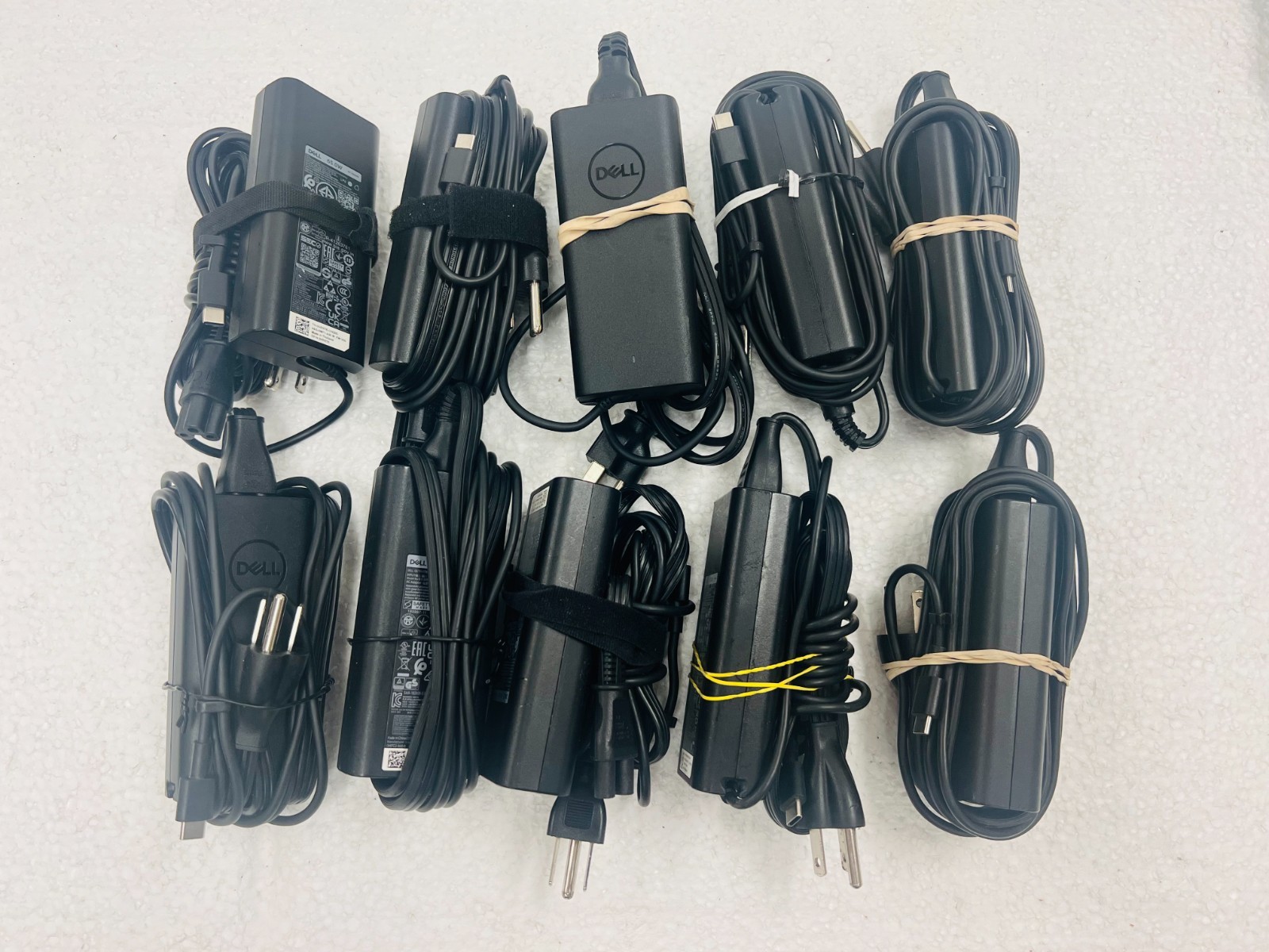 Lot of 10 Genuine Dell 65W Watt USB-C Type C Laptop Charger AC Power Adapter