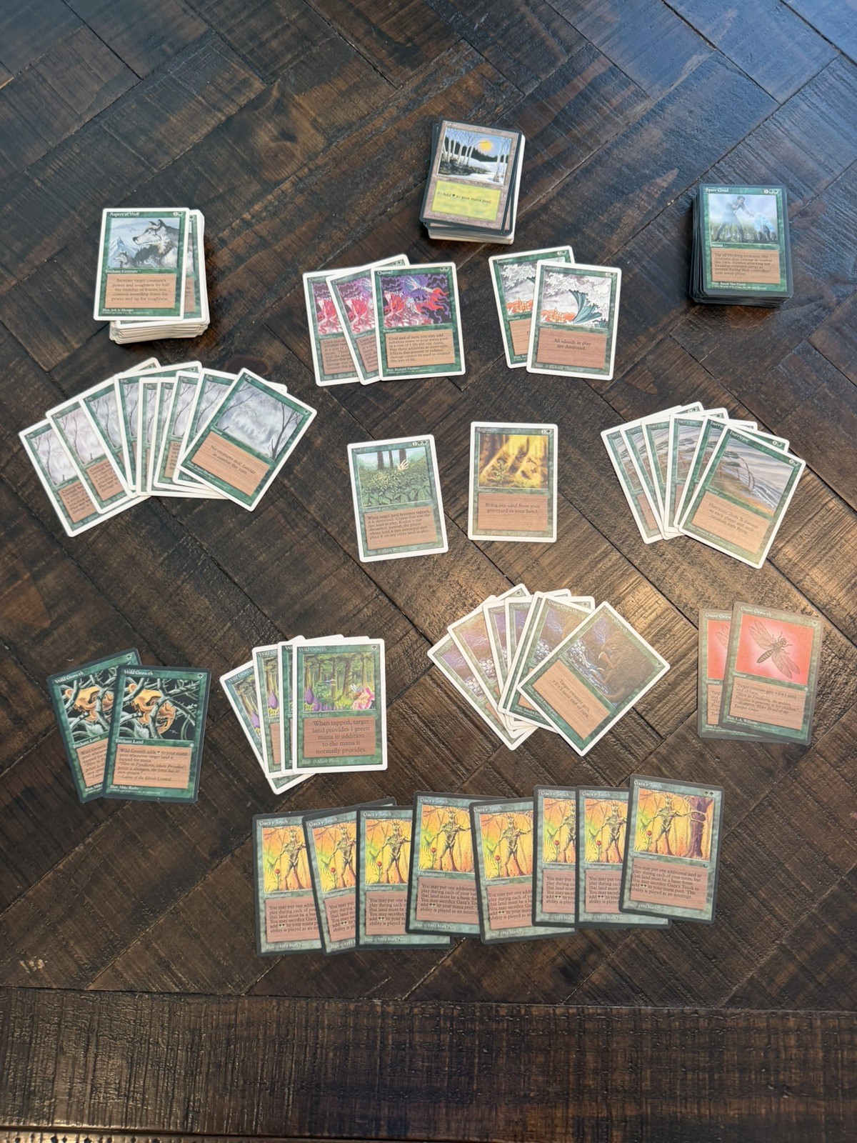 Vintage MTG Green Lot #9- 204 Cards 1993-1997 Spells Deck Building Collection