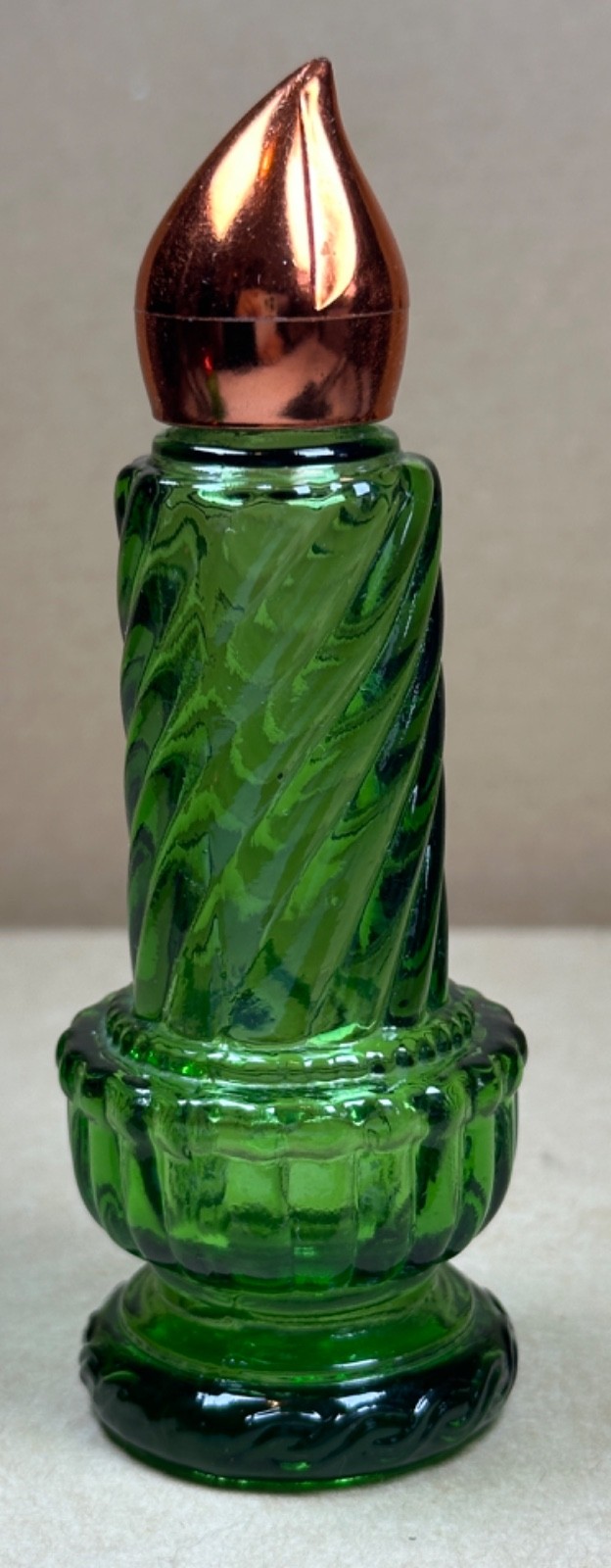 Vintage 1970s Avon Christmas Candle Green Glass Perfume Fragrance Bottle 4.5” Vintage 1970s Avon Christmas Candle Green Glass Perfume Fragrance Bottle 4.5”