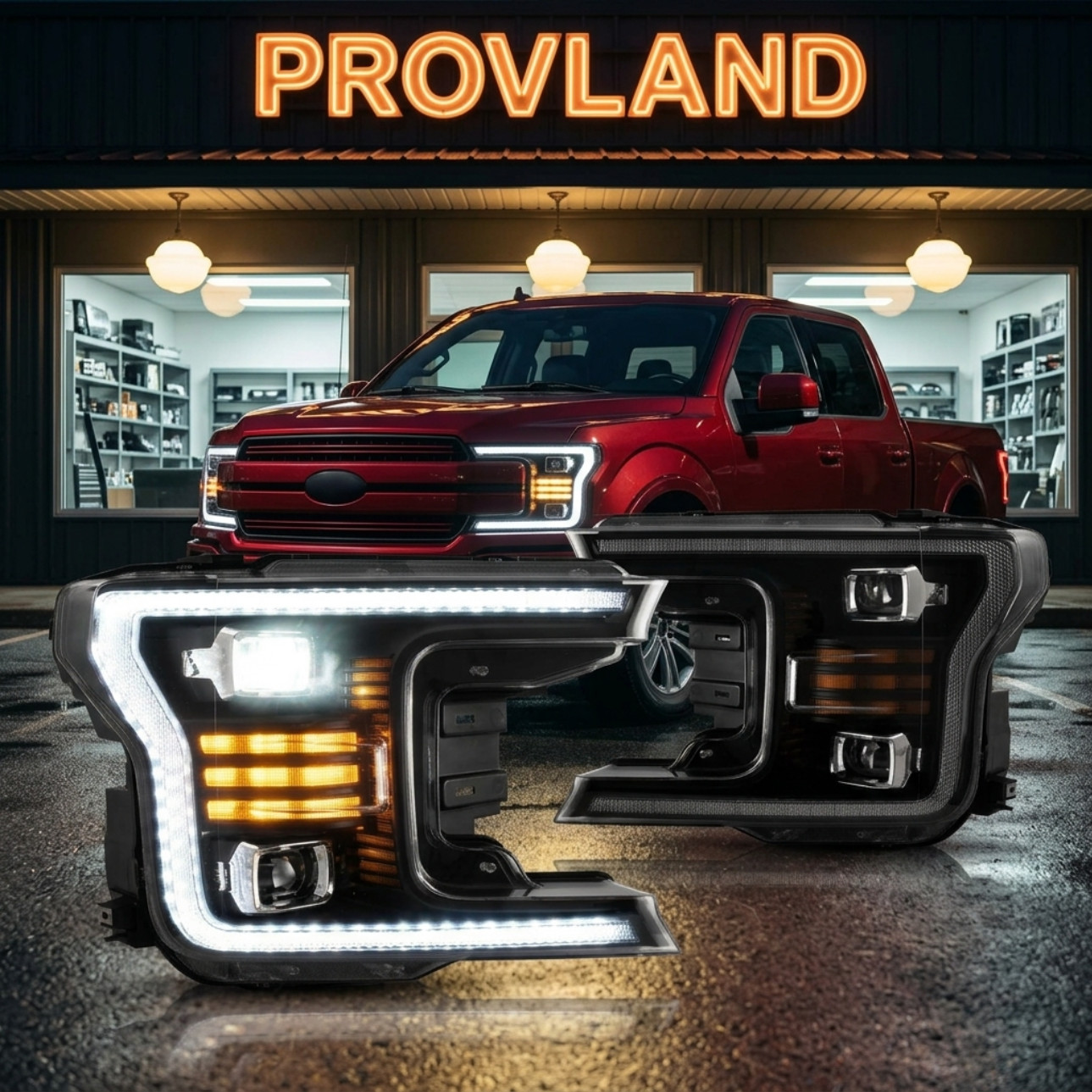VLAND 2Pcs Full LED Headlights For 2018-2020 Ford F150 Projector Front Lamps