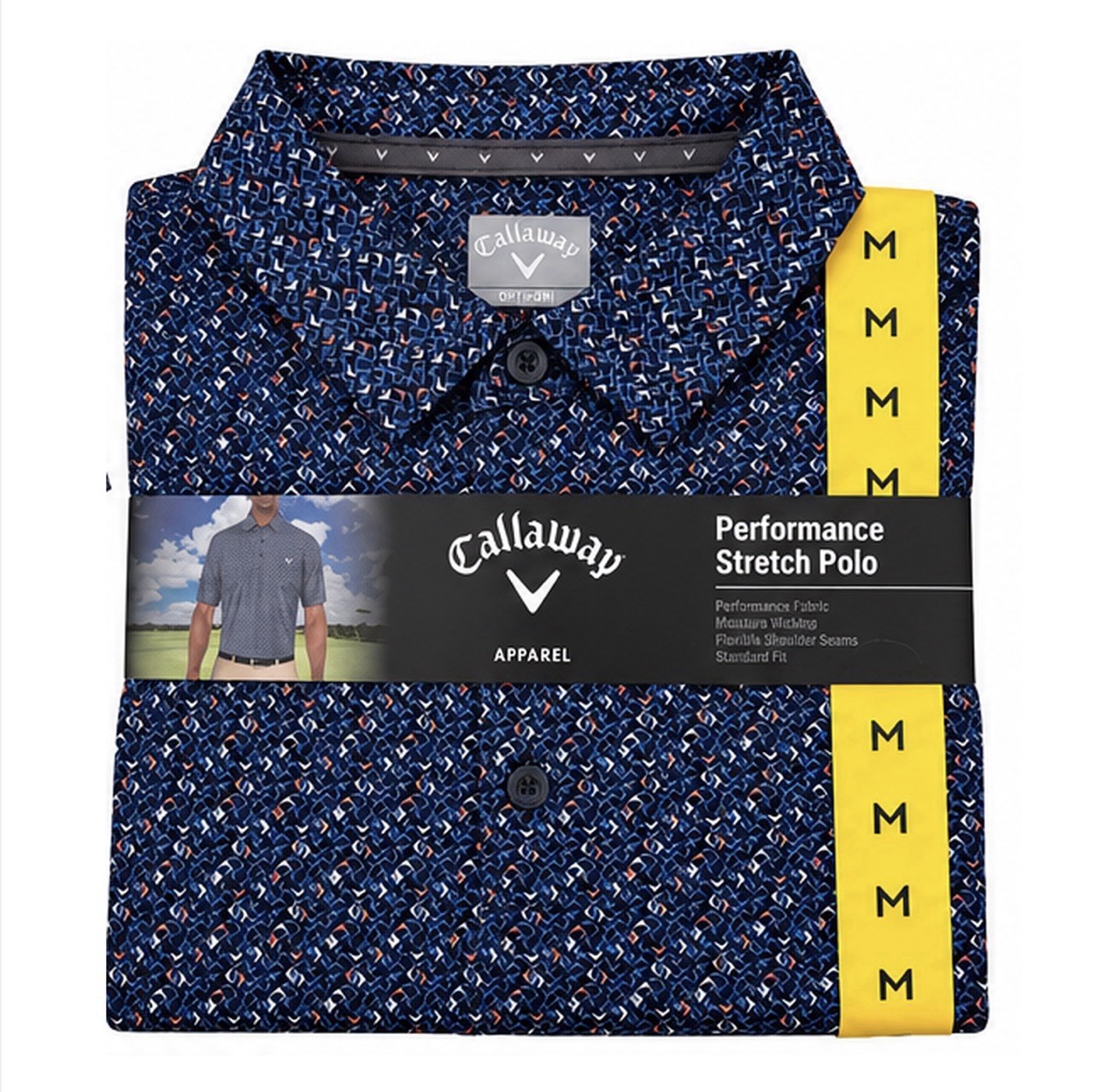 Callaway Men’s Performance Golf Polo Shirt Peacoat Blue Geometric Opti-Dri NWT