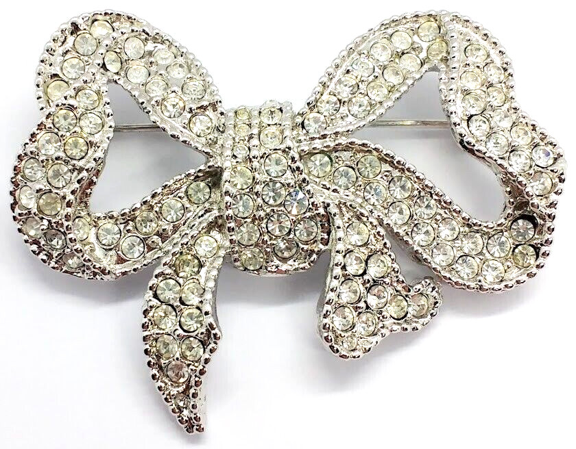 Elegant Vintage Large Valentino Garavani Brooch Rhinestone Ribbon Bow Pin Elegant Vintage Large Valentino Garavani Brooch Rhinestone Ribbon Bow Pin