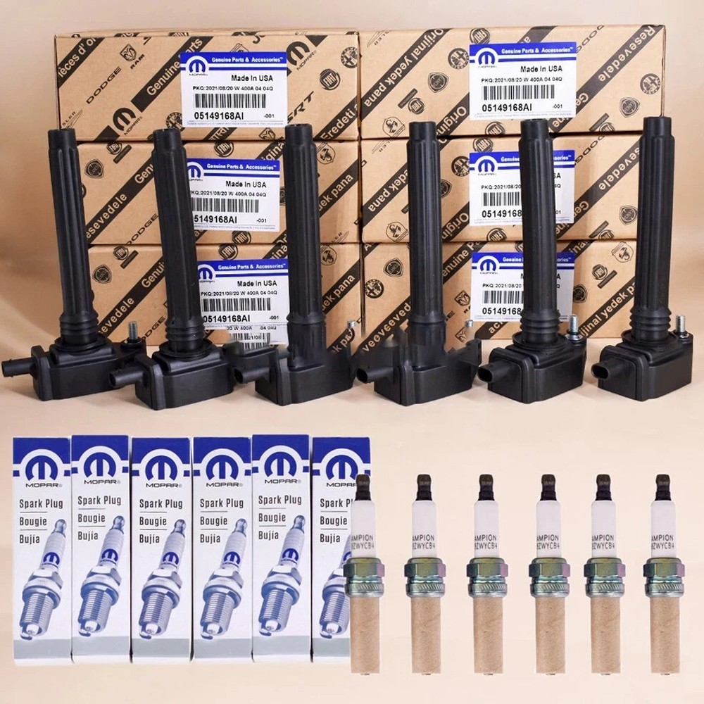 6 Pack Mopar Ignition Coils & Spark Plugs For Chrysler Jeep Dodge Ram 3.6L UF648