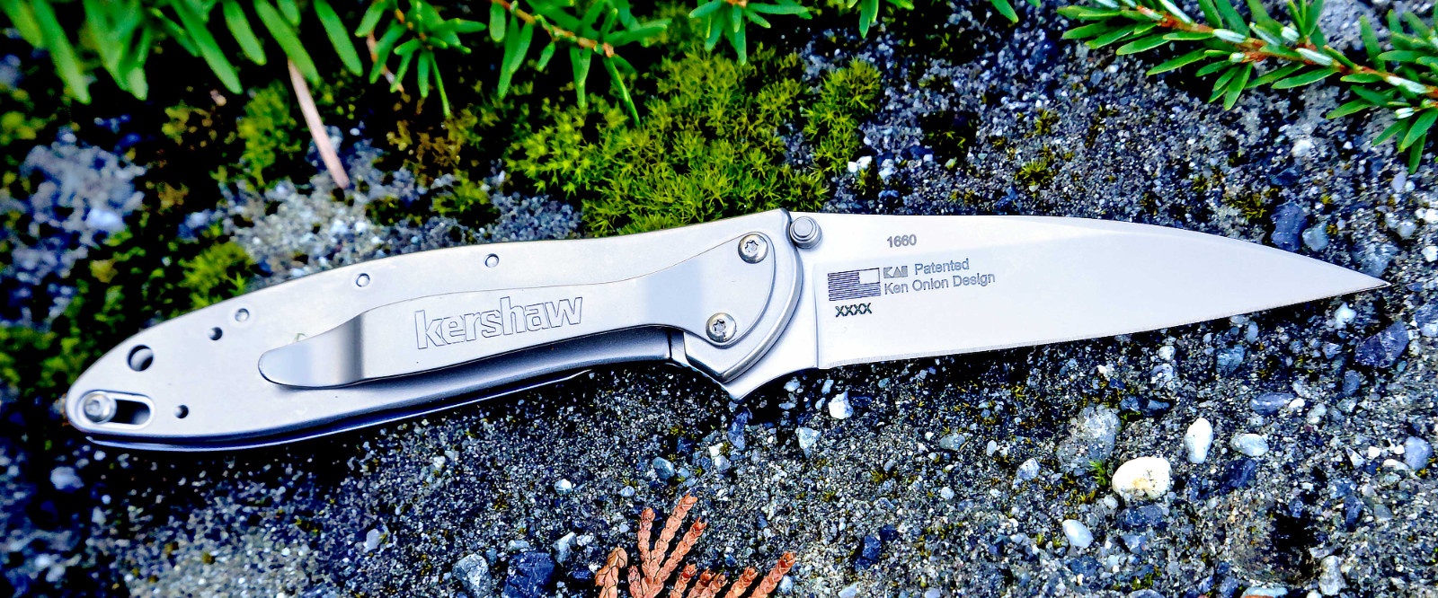 1660 Kershaw Leek Knife silver plain Blade New Flag Logo Blem assisted opener 1660 Kershaw Leek Knife silver plain Blade New Flag Logo Blem assisted opener
