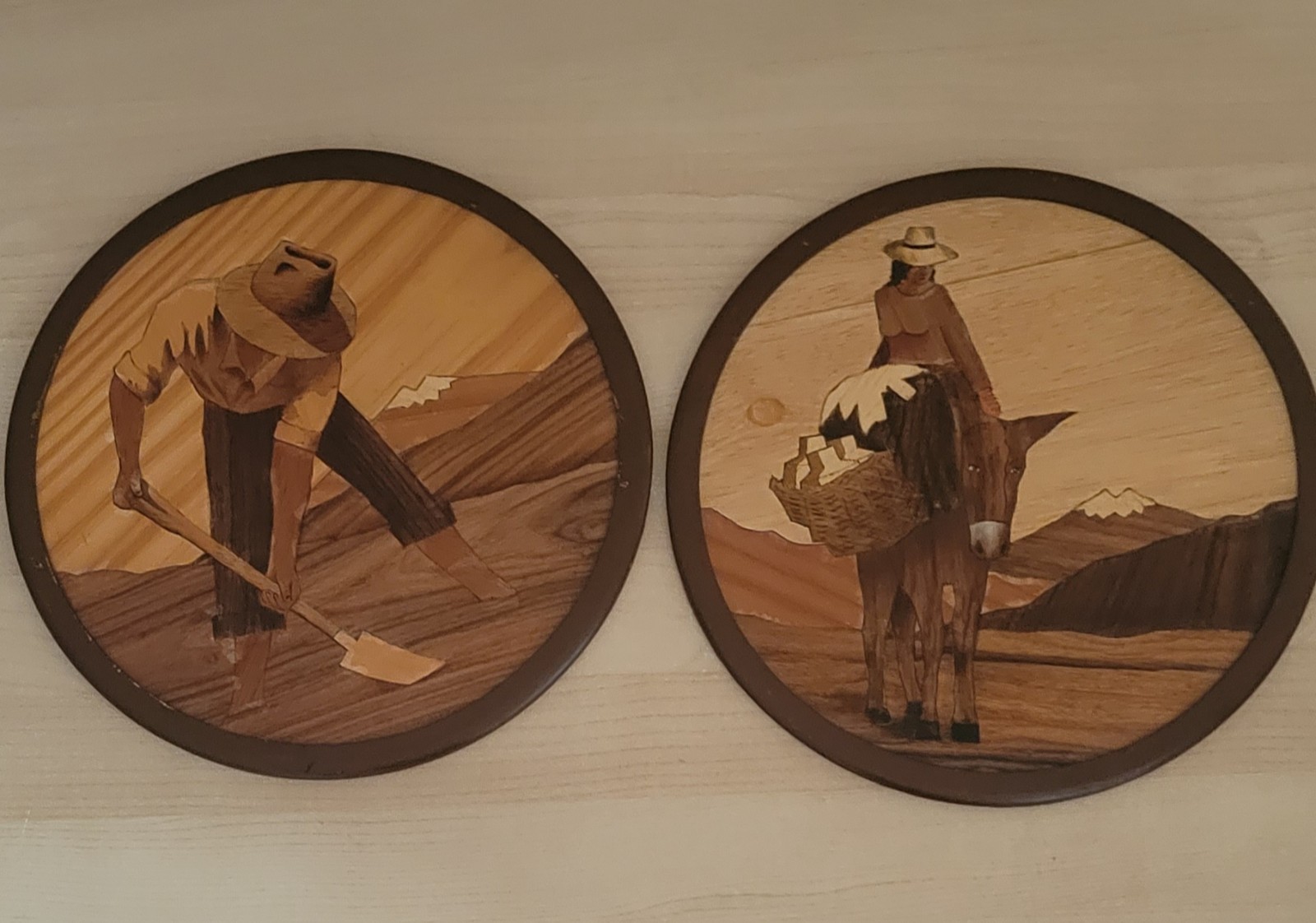 RARE Vintage Pair of Peruvian Wood Wall Art Handmade RARE Vintage Pair of Peruvian Wood Wall Art Handmade