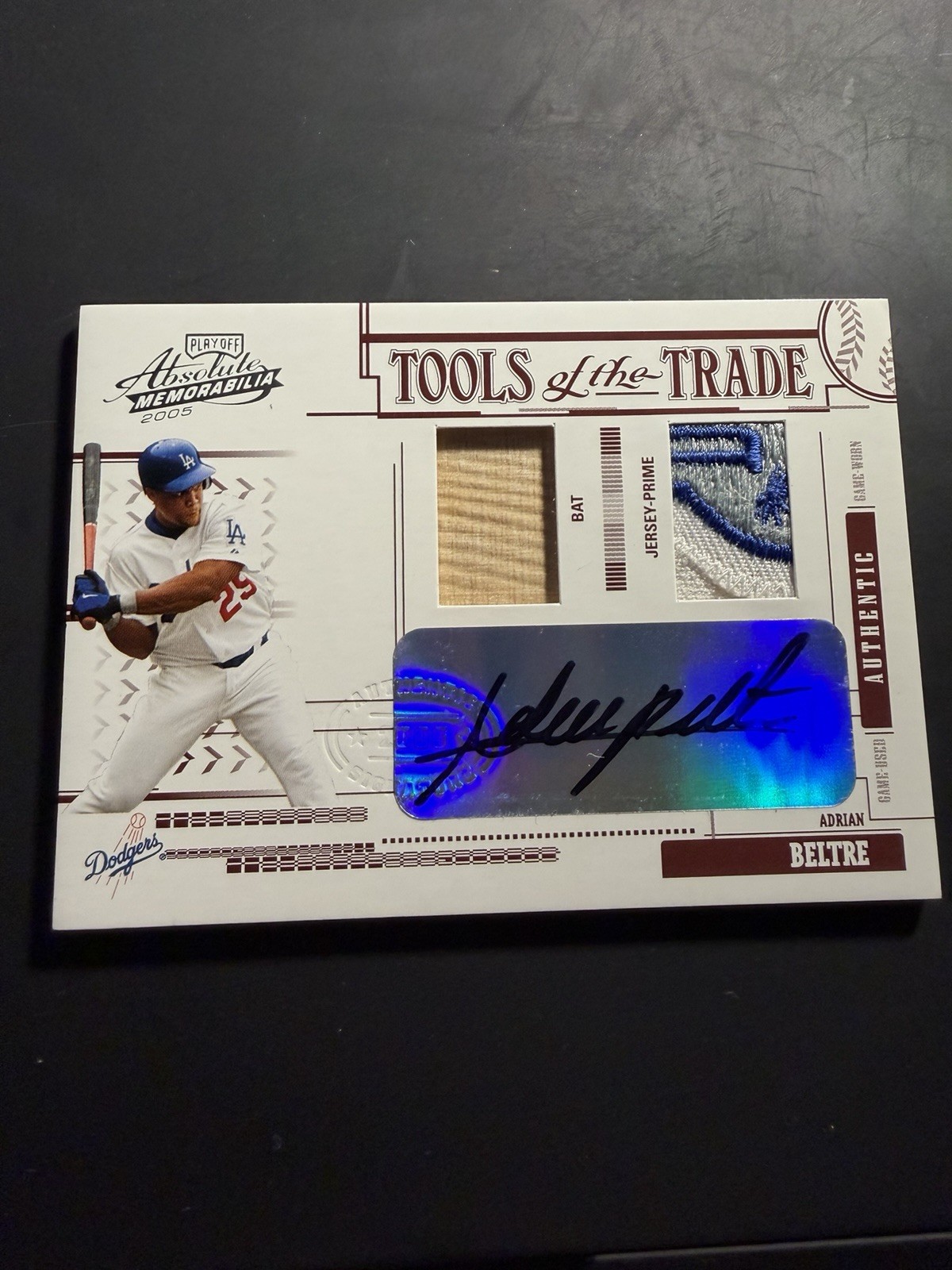 2005 Playoff Absolute Memorabilia - Tools of the Trade Adrian Beltre #/15 AU MEM