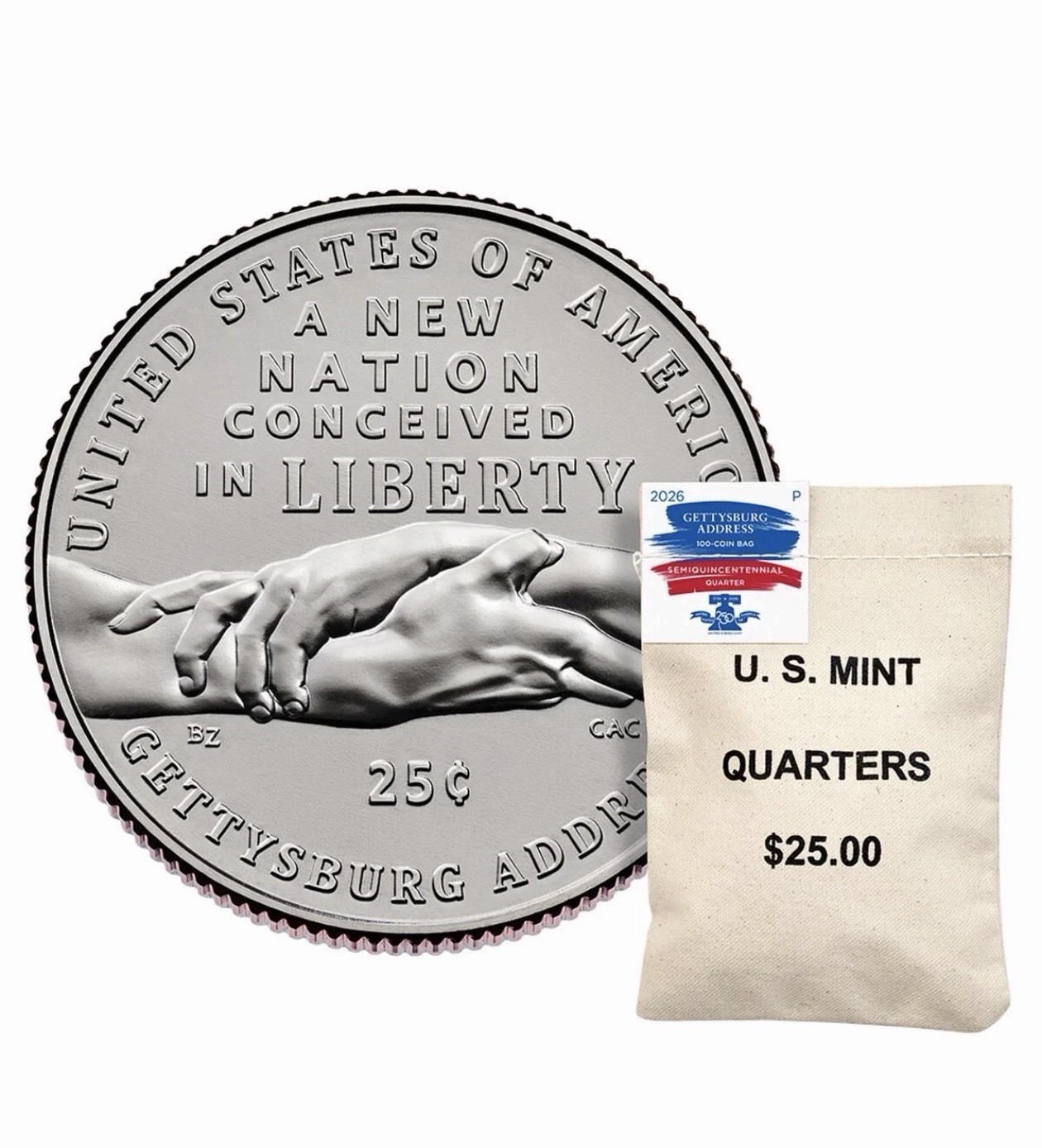 Semiquincentennial Quarters 2026 - Gettysburg Address P & D Bags , Presale Semiquincentennial Quarters 2026 - Gettysburg Address P & D Bags , Presale