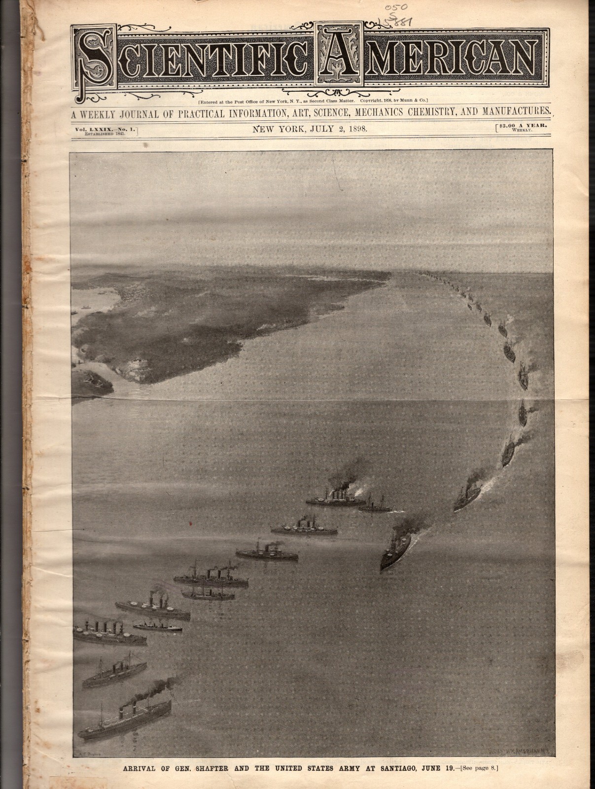 1898 Scientific American July 2 - Shafter\'s Army arrives; La Palma; Santa Clara