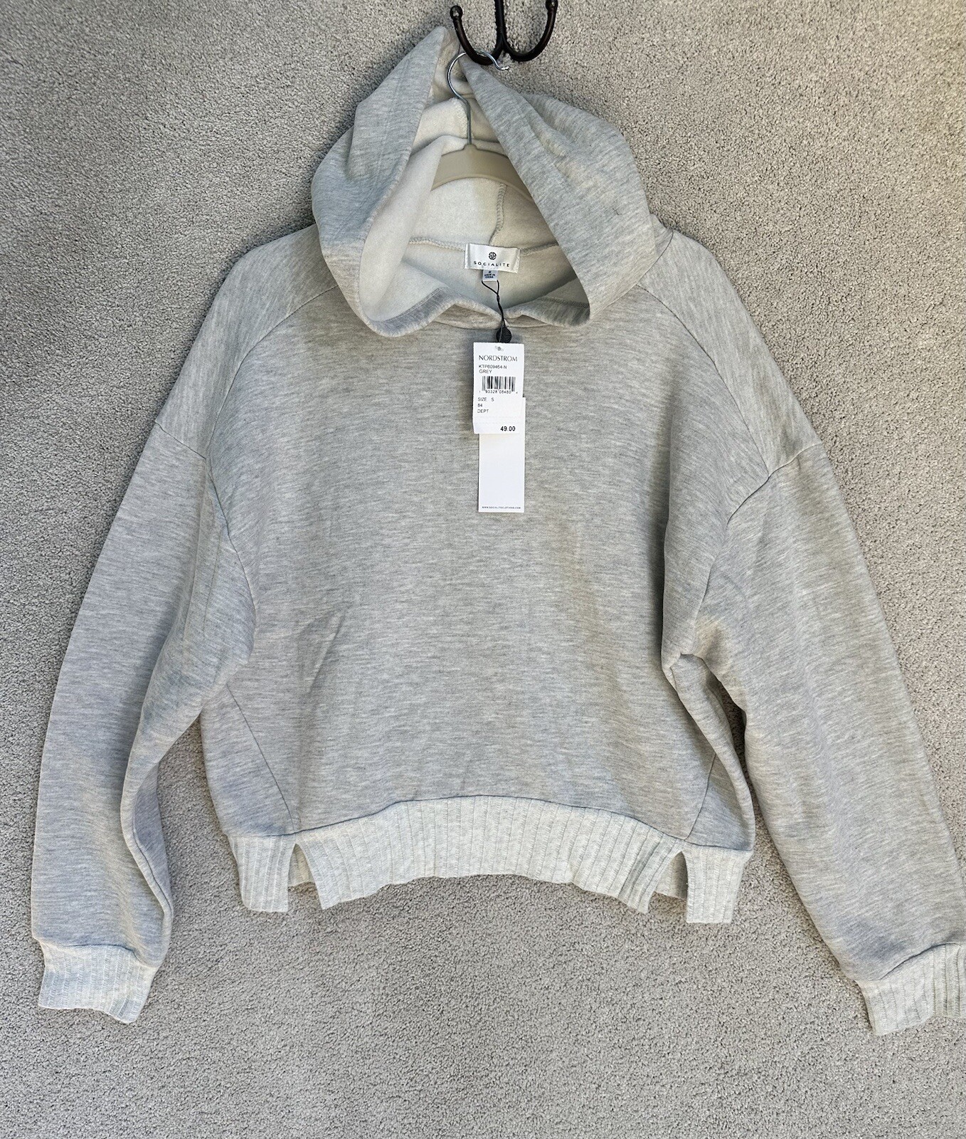 Socialite Hoodie Womens Small Gray White Long Sleeve NWT Nordstrom
