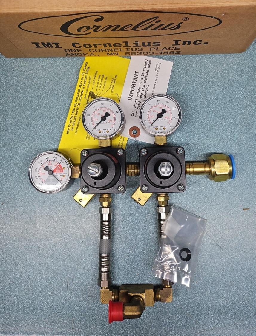Cornelius CO2 Beverage Double Regulator Pressure Gauge Assembly 318740000 Cornelius CO2 Beverage Double Regulator Pressure Gauge Assembly 318740000