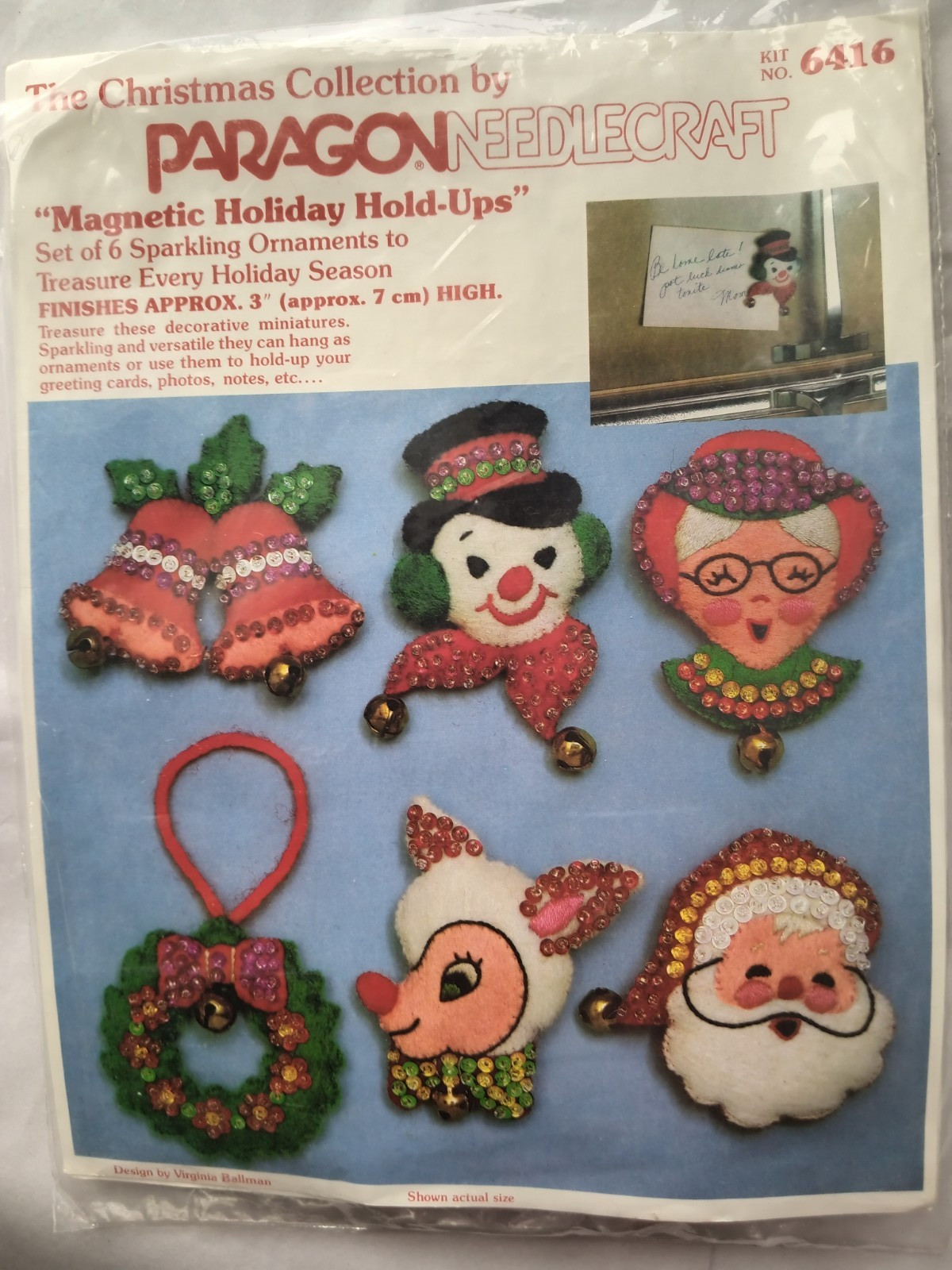 Vintage Paragon Felt Sequin Christmas Ornaments/Magnets - Makes 6 - PLEASE READ Vintage Paragon Felt Sequin Christmas Ornaments/Magnets - Makes 6 - PLEASE READ