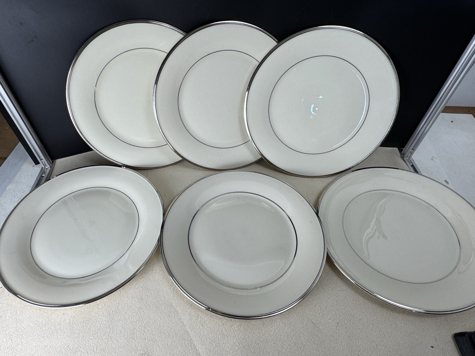 Set Six (6) Elegant China Lenox SOLITAIRE Ivory Platinum 10 3/4\