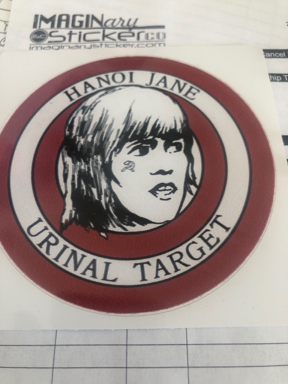 Hanoi Jane\'s Urinal Stickers Jane Fonda (5- PACK OF DECALS) Brand New Hanoi Jane\'s Urinal Stickers Jane Fonda (5- PACK OF DECALS) Brand New
