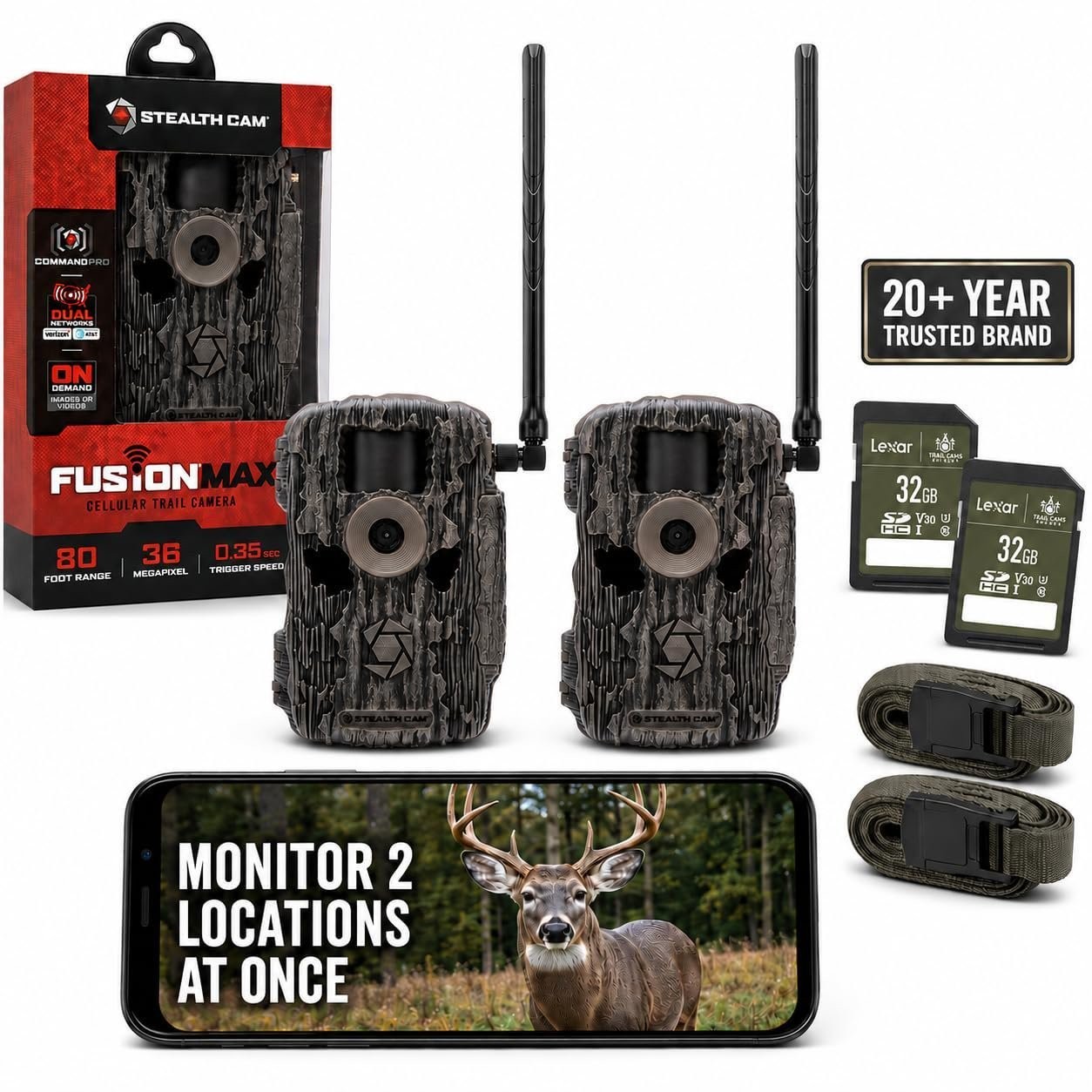 Stealth Cam Fusion MAX Dual Sim 36MP Photo & 1080P HD Video, 0.35 Sec Trigger... Stealth Cam Fusion MAX Dual Sim 36MP Photo & 1080P HD Video, 0.35 Sec Trigger...