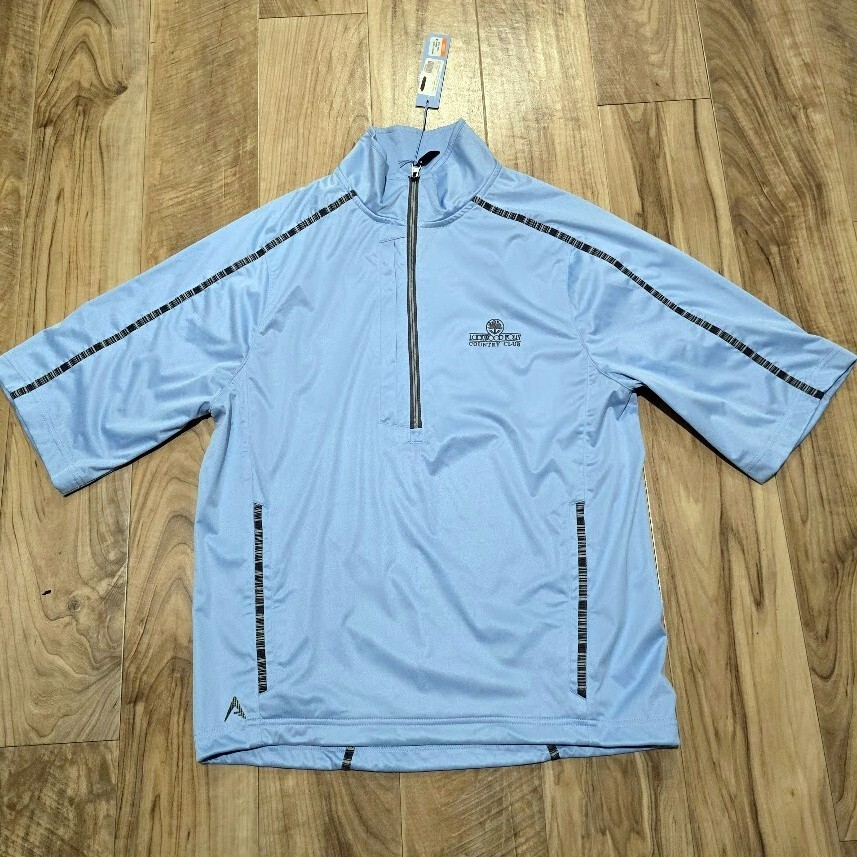 NWT Antigua Golf Pullover Mens M Blue Short Sleeve 1/2 Zip Lockwood Folly CC