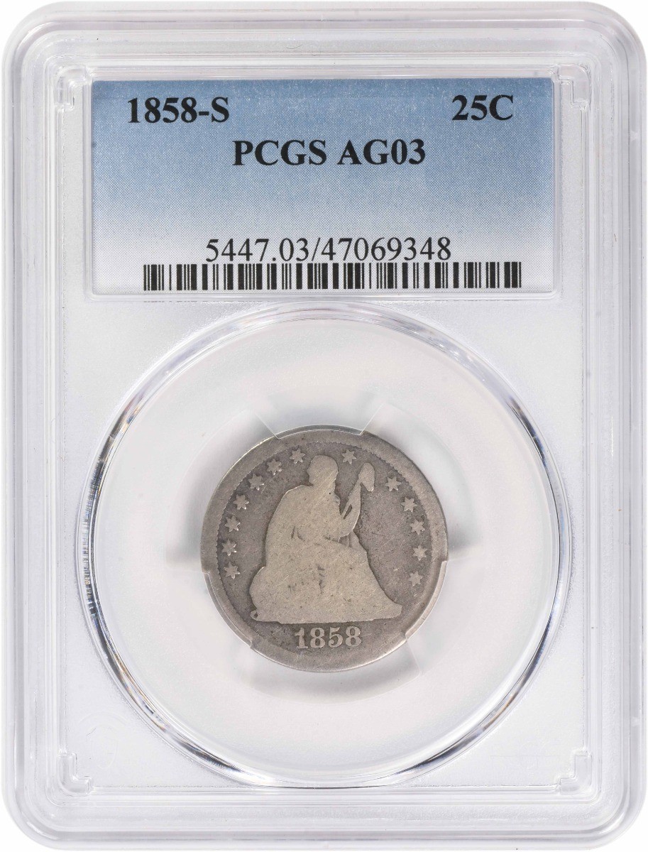 1858-S Liberty Seated Silver Quarter AG03 PCGS