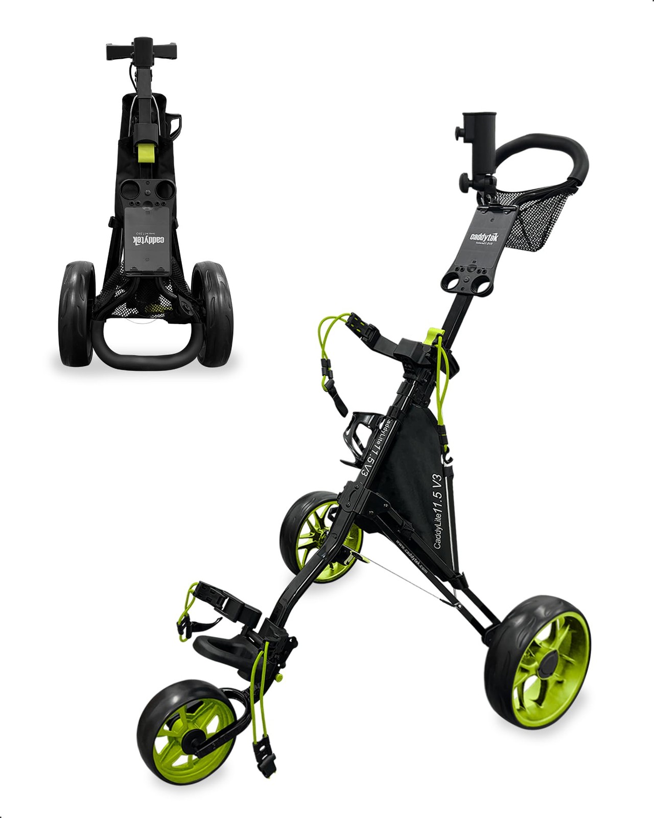 Caddytek Golf CaddyLite 11.5 V3 Superlite Deluxe Push Cart Black/Green