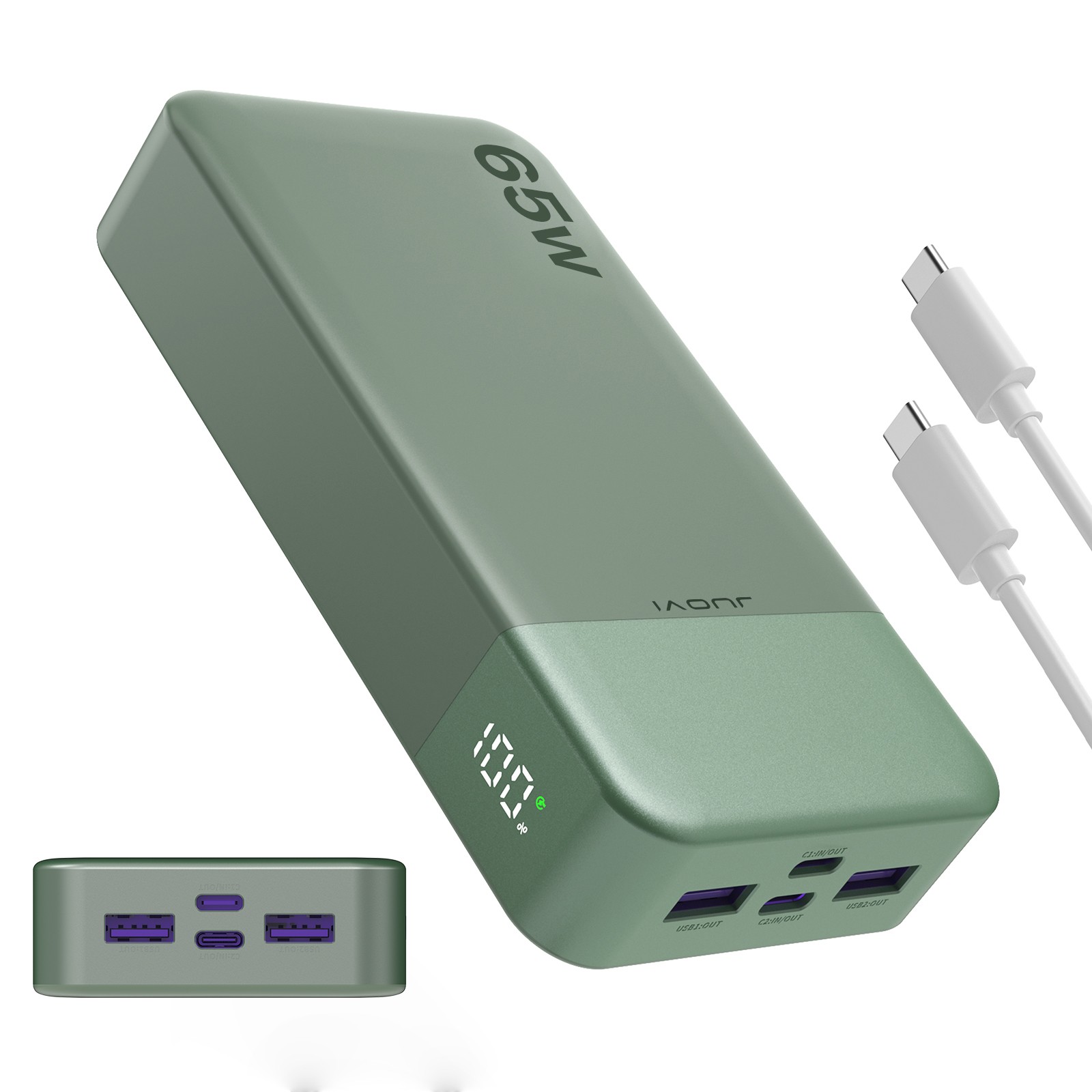 JUOVI  Power Bank 20000mAh 65W PD Charging Portable External Battery Backup NEW