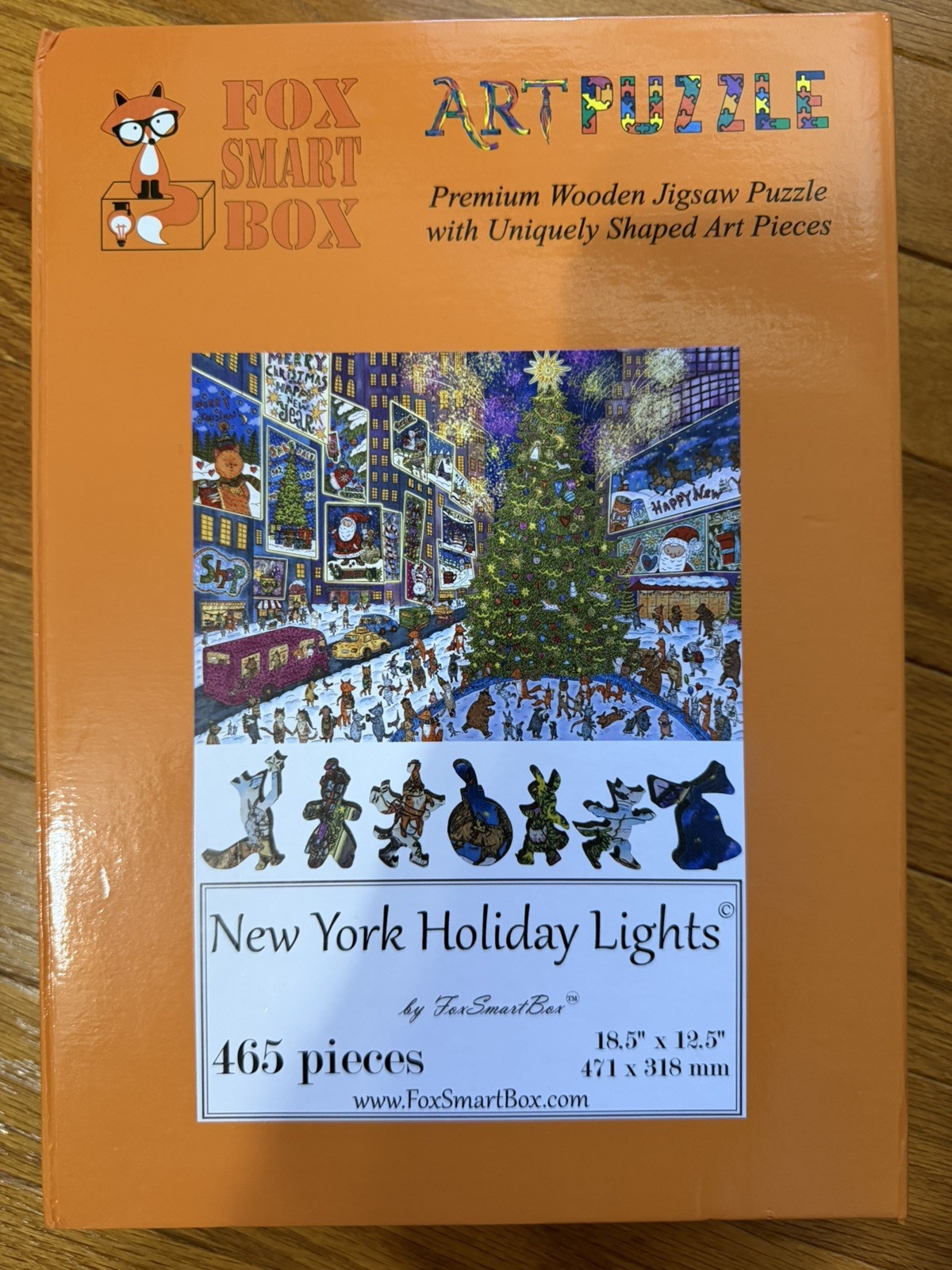 Wooden Puzzle for Adults by FoxSmartBox - 465 Pieces - New York Holiday Lights