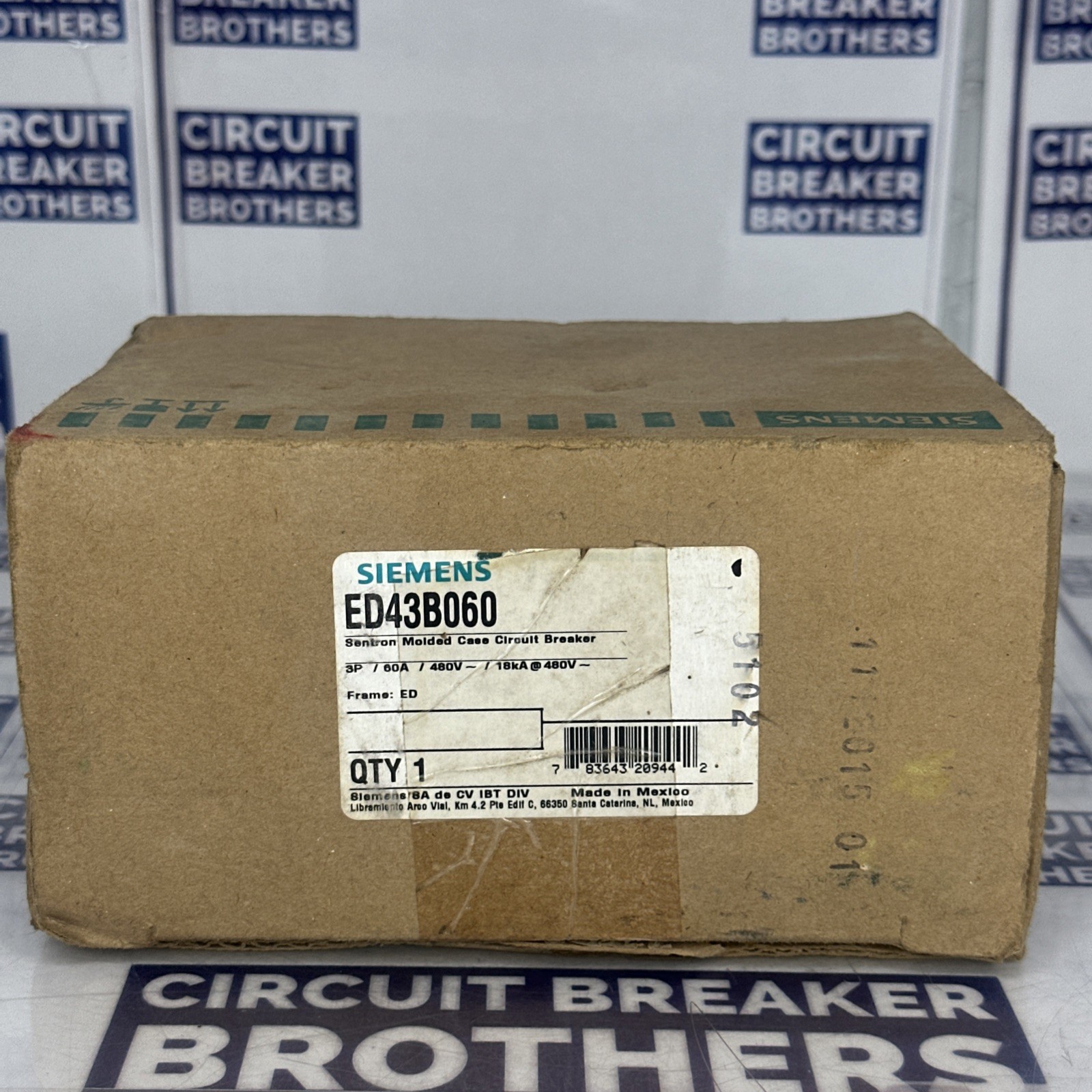Siemens ED43B060 60 Amp 480V 3 Pole Circuit Breaker-Warranty (New In Box) Siemens ED43B060 60 Amp 480V 3 Pole Circuit Breaker-Warranty (New In Box)