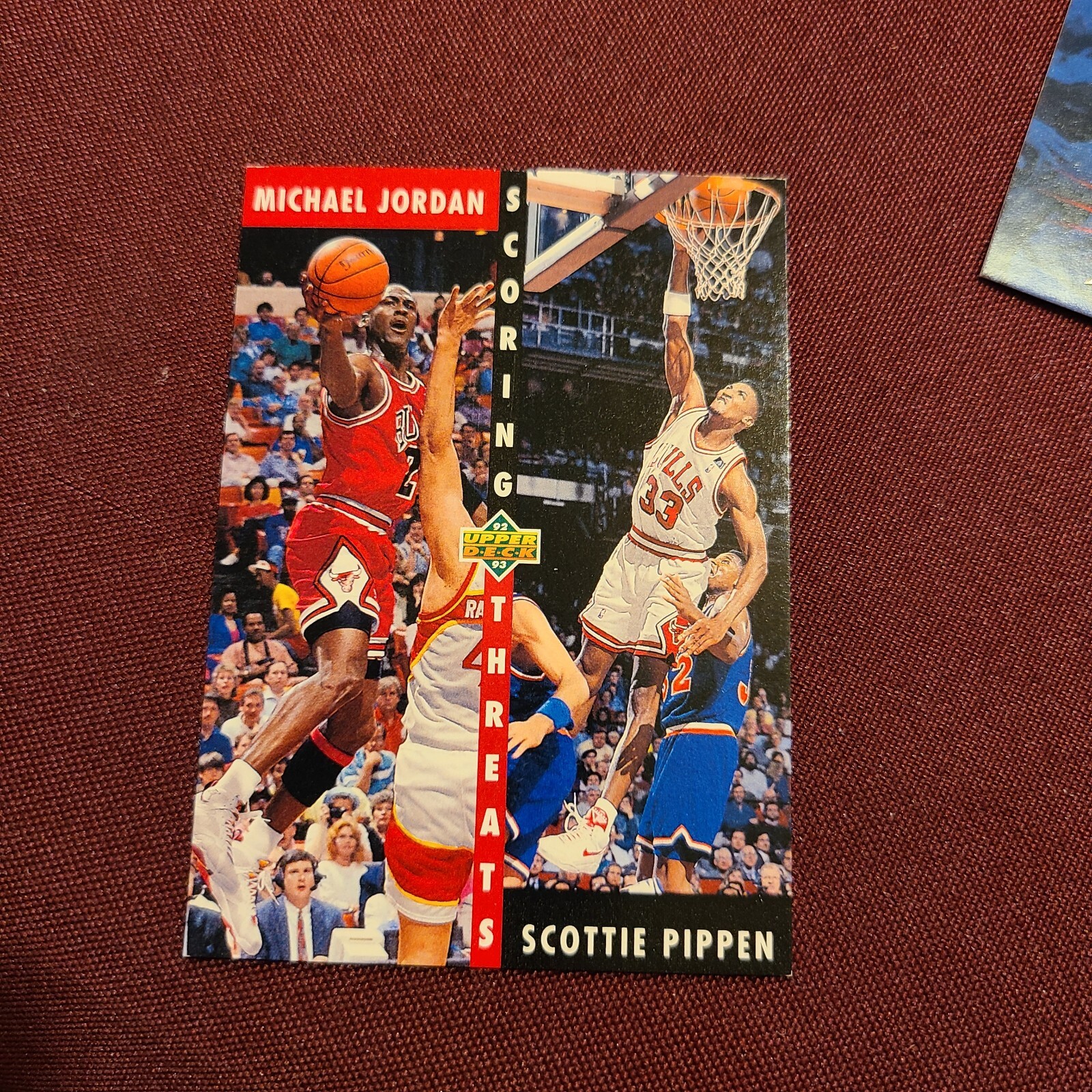 1992-93 Upper Deck Scoring Threats Scottie Pippen Michael Jordan #62, Bulls, HOF 1992-93 Upper Deck Scoring Threats Scottie Pippen Michael Jordan #62, Bulls, HOF