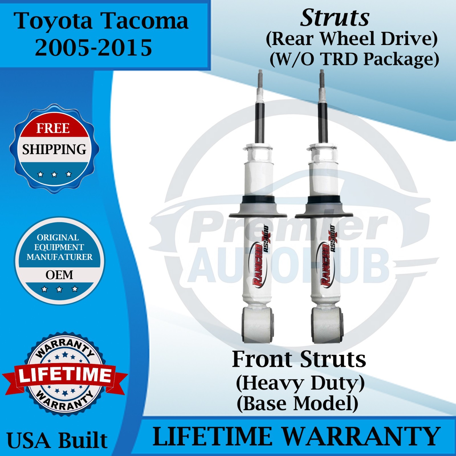 Rancho OEM Front Left & Right Struts For 2005-2015 Toyota Tacoma 9 Year Warranty