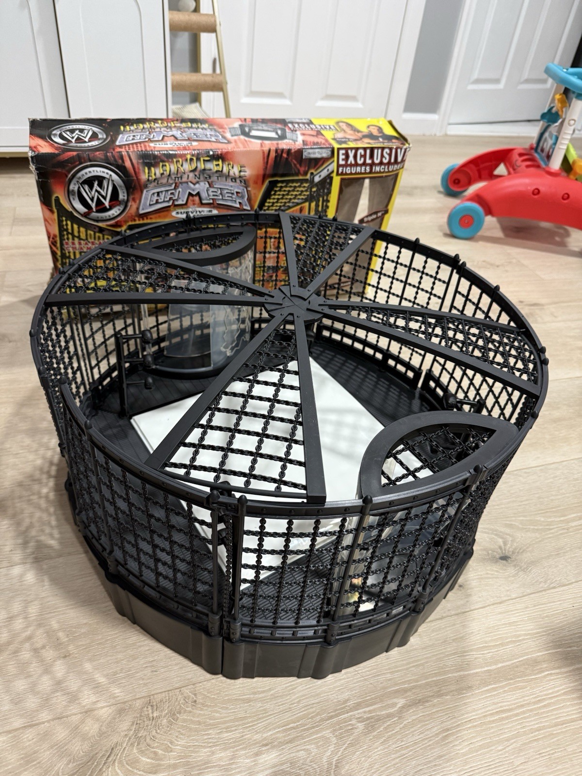 OG Jakks 2003 WWE Hardcore Elimination Chamber Ring Open Box Never Used *READ*