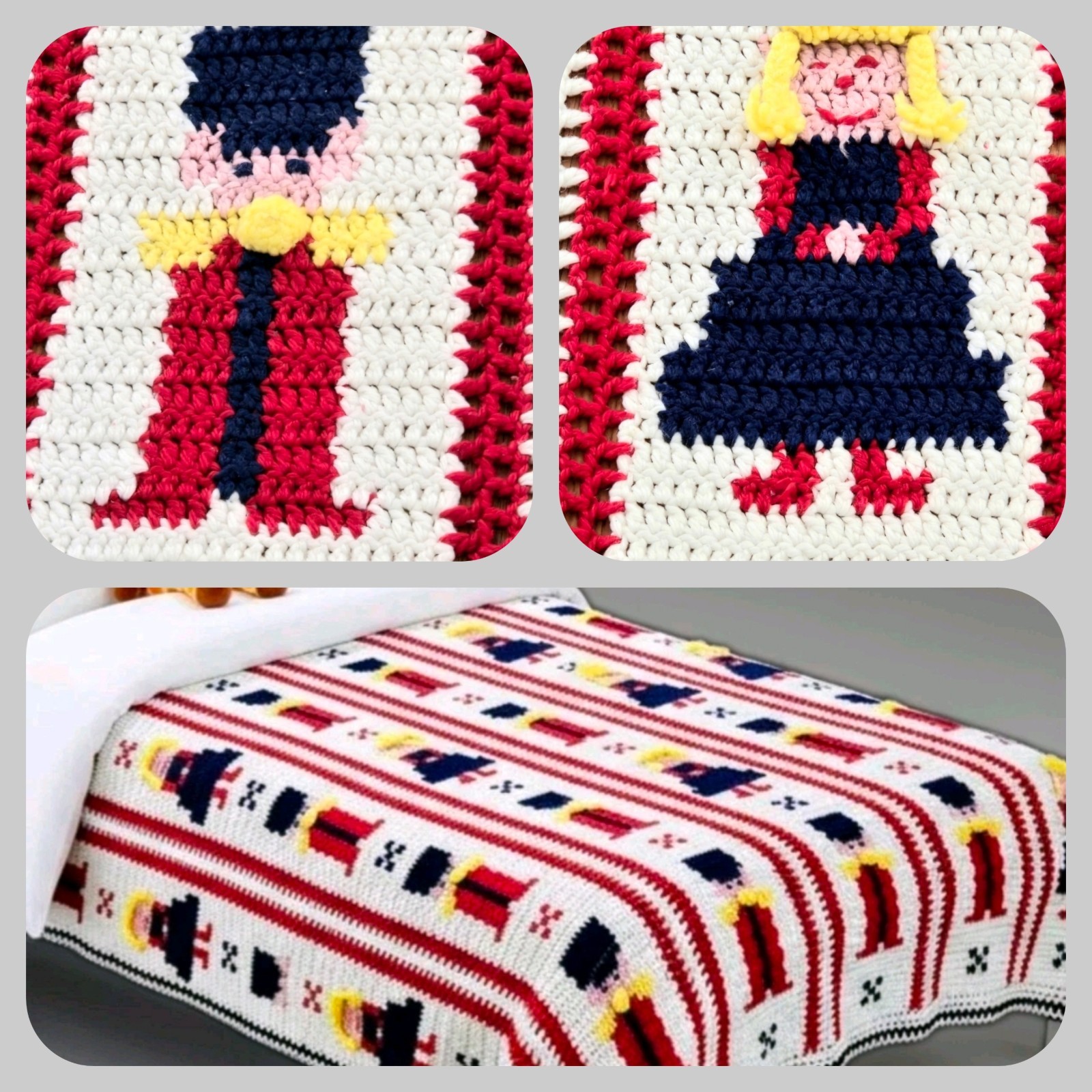Handmade Kid\'s Afghan Toy Soldier & Doll Blanket Colorful Children\'s Room 52x20\