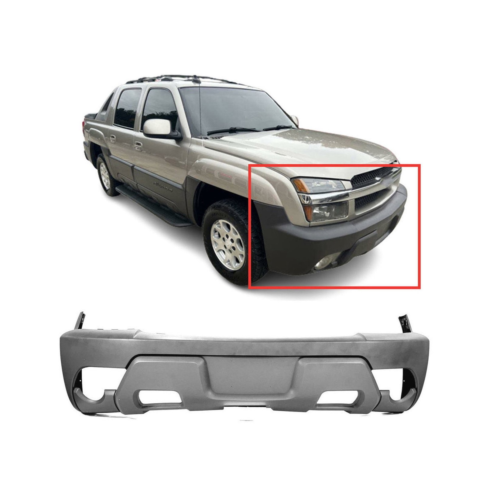 2002 Chevrolet Avalanche 1500 Textured Front Bumper Cover GM1000648 88944057