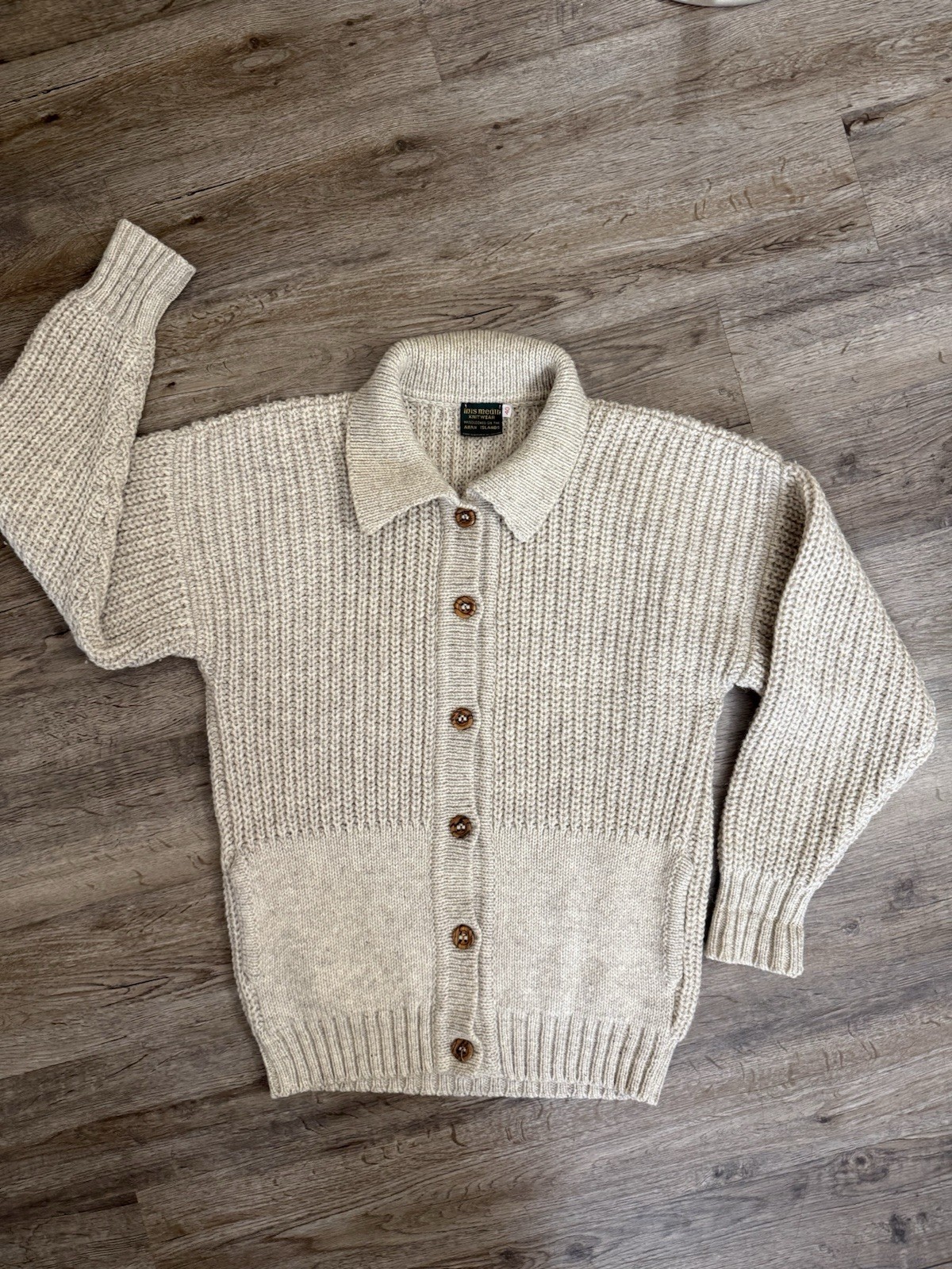 Vintage Inis Meáin Aran Islands Irish Knit Cardigan Size 40 Handloomed Ireland