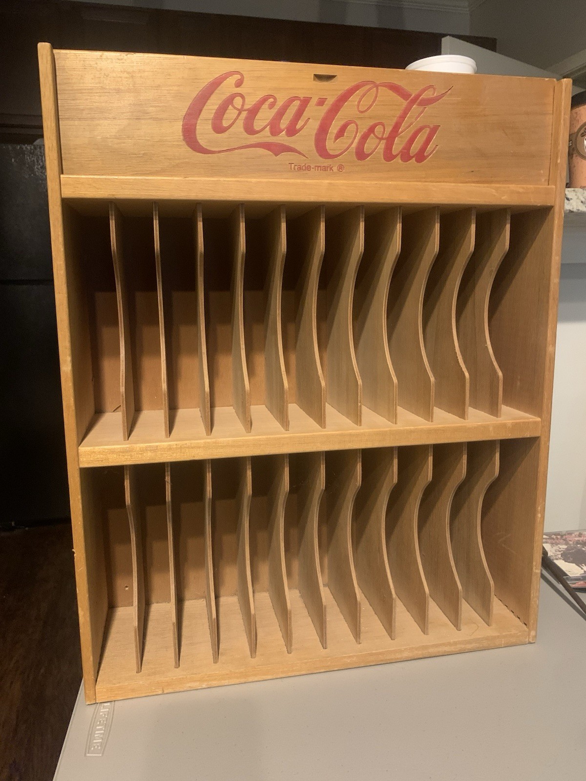 Vintage Coca Cola Advertisement Slot Wooden Shelf Vintage Coca Cola Advertisement Slot Wooden Shelf