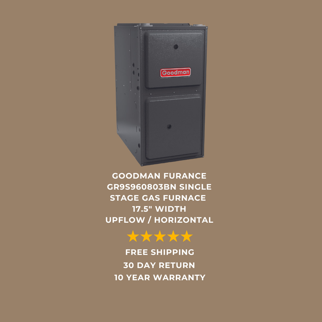 Goodman 96% AFUE 80,000 BTU Single Stage Upflow Gas Furnace GR9S960803BN