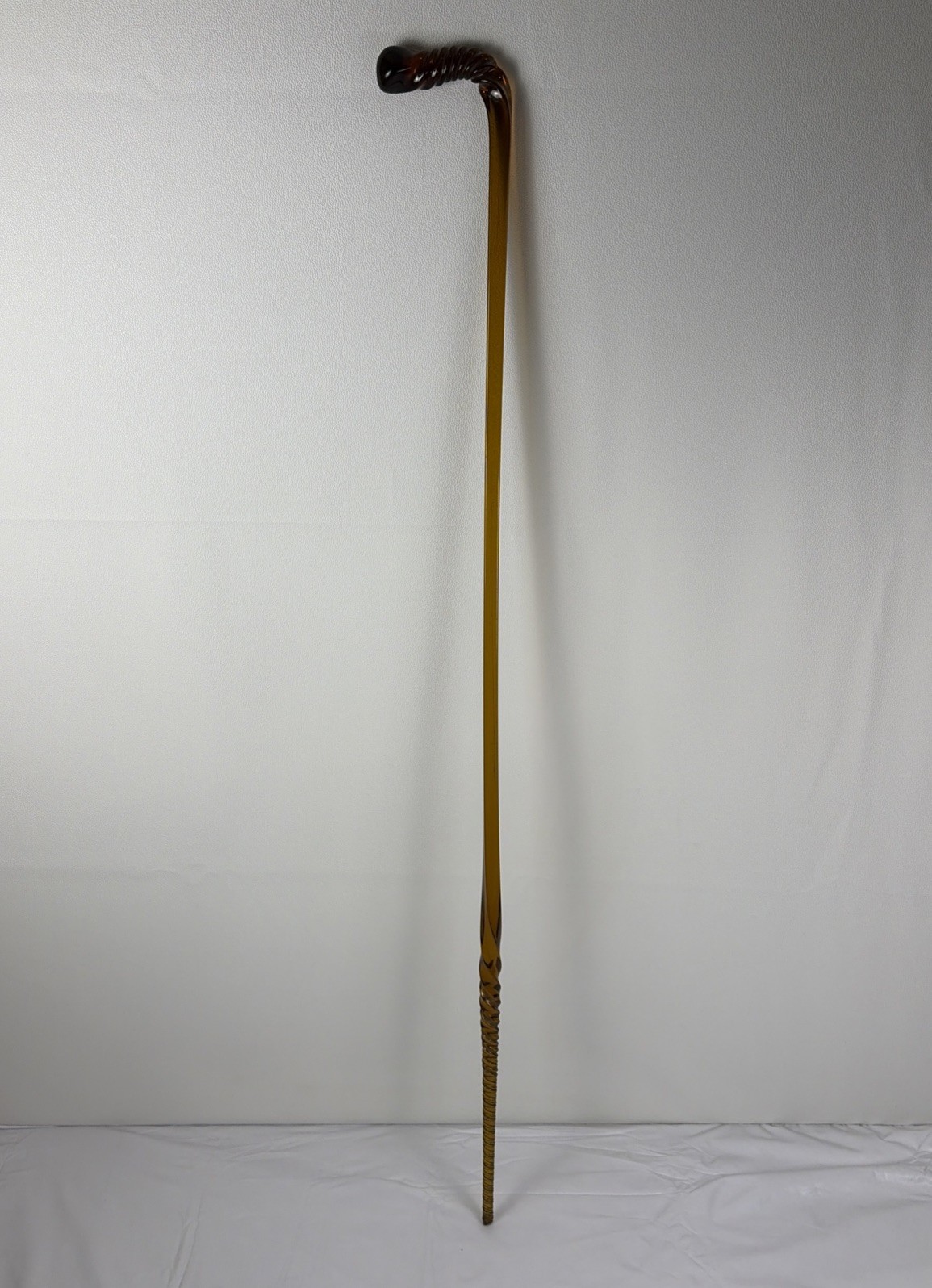 Antique Amber Glass Parade Cane Whimsy Walking Stick 38 Inches
