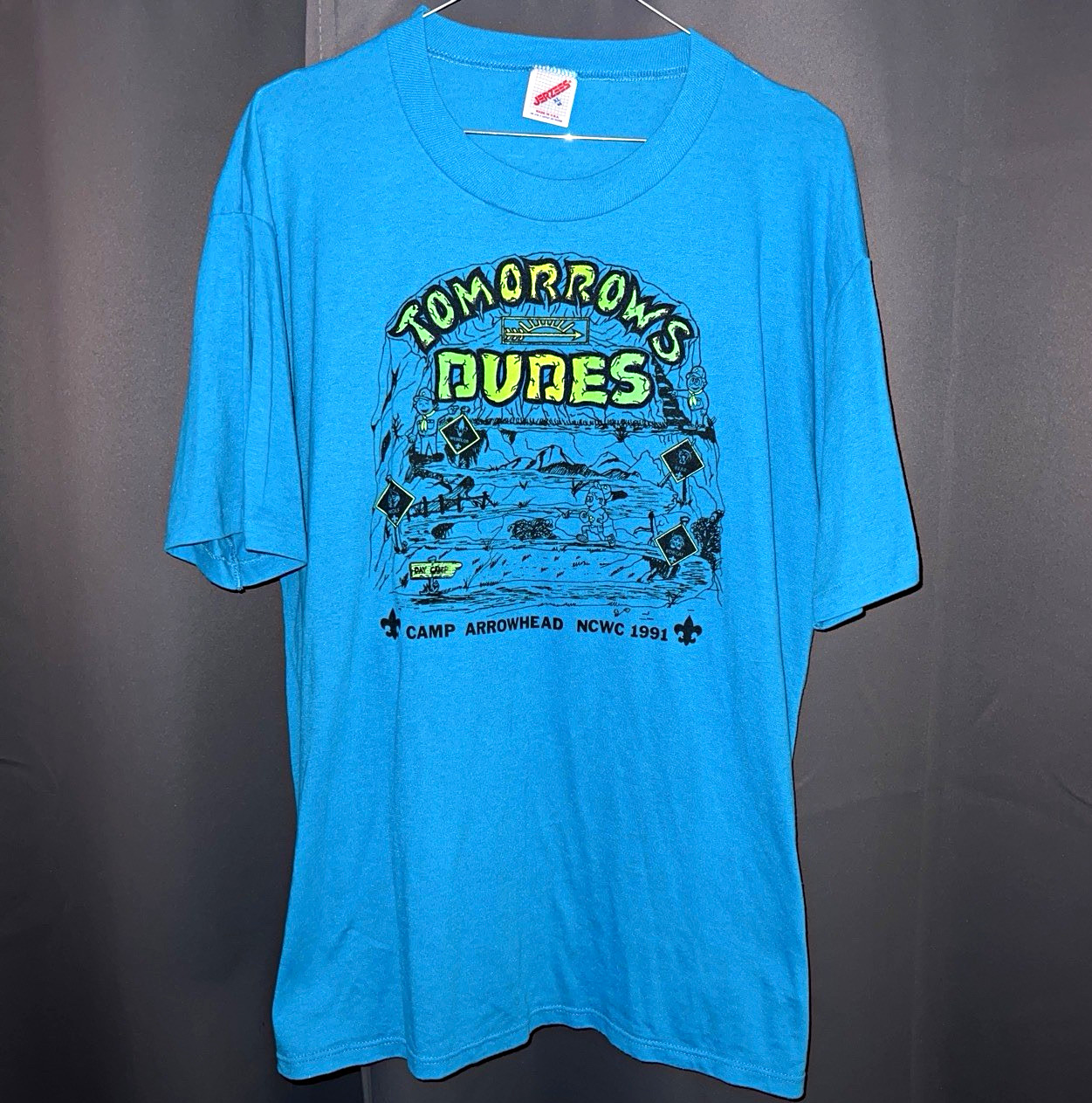 Vintage 1991 Tomorrow\'s Dudes Camp Arrowhead TMNT Parody T Shirt Boy Scouts Vintage 1991 Tomorrow\'s Dudes Camp Arrowhead TMNT Parody T Shirt Boy Scouts