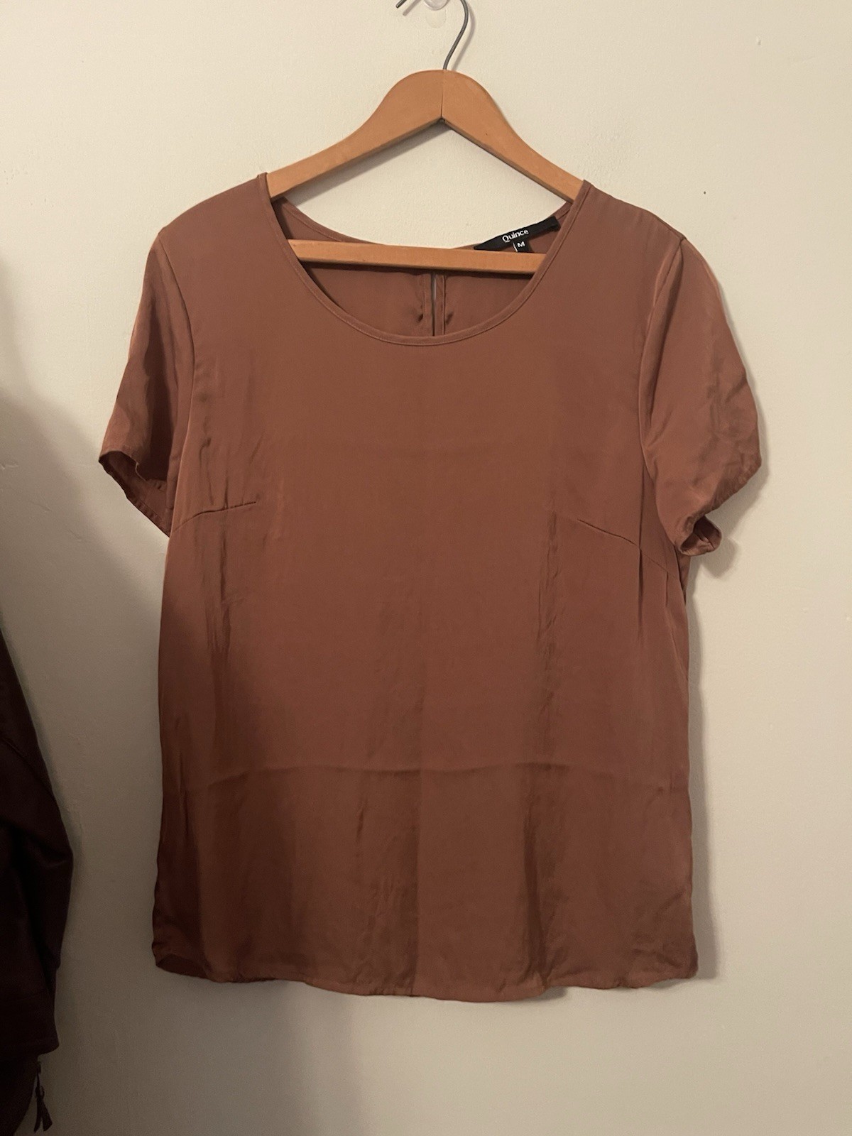 Quince Washable Stretch Silk Tee Shirt Top Copper Brown Medium M Quince Washable Stretch Silk Tee Shirt Top Copper Brown Medium M