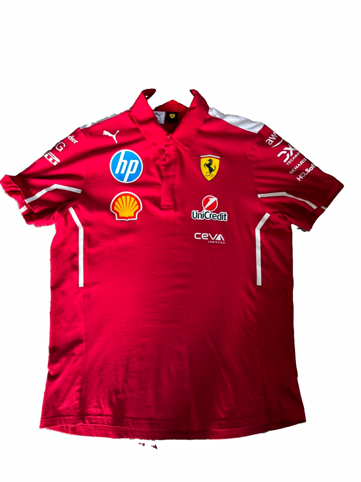 PUMA Scuderia Ferrari F1 Racing Red/White Polo Shirt, Size L PUMA Scuderia Ferrari F1 Racing Red/White Polo Shirt, Size L