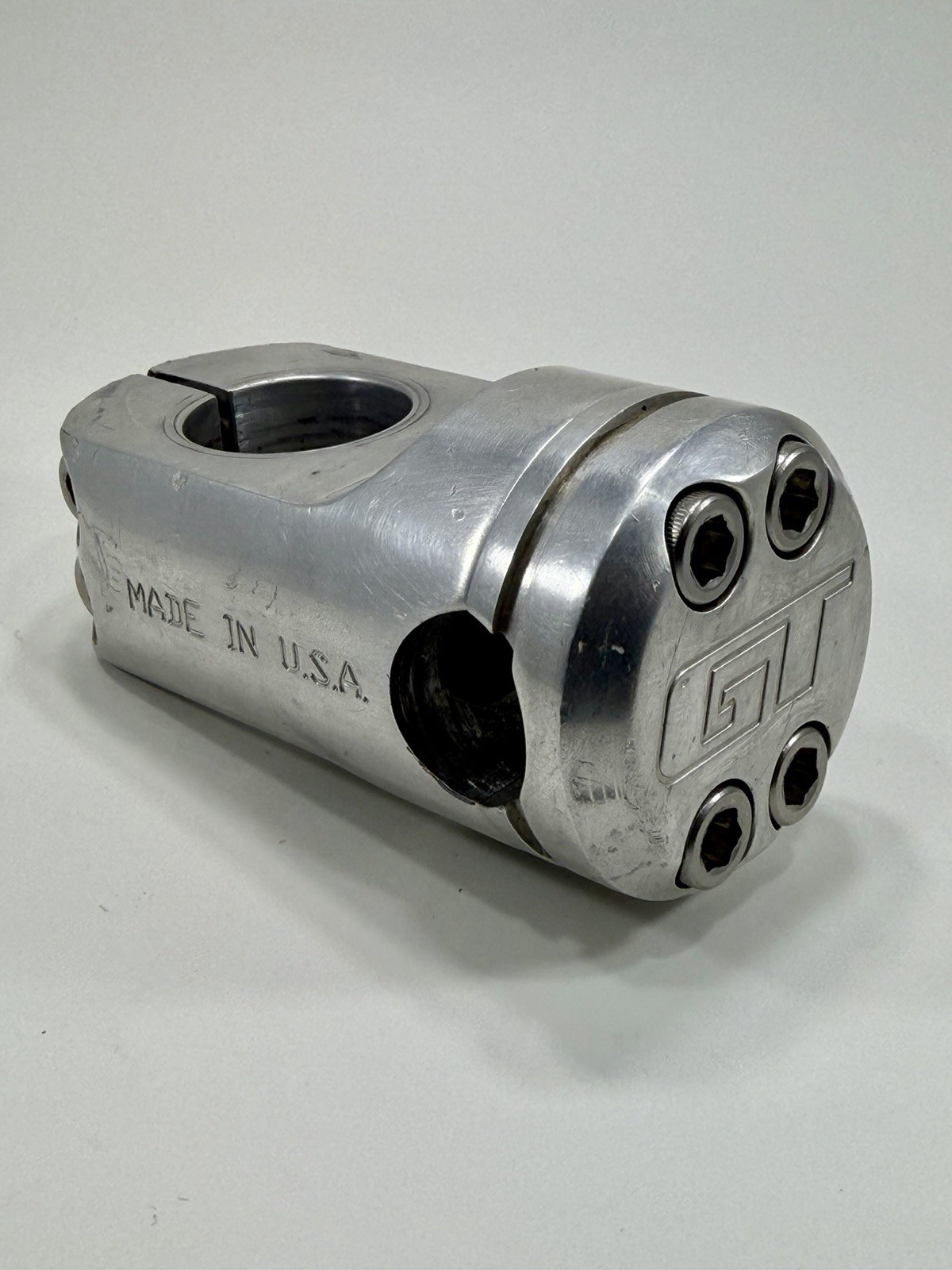 GT Piston 1-1/8 Threadless Stem Silver Old Mid School BMX USA Made 90s Vintage