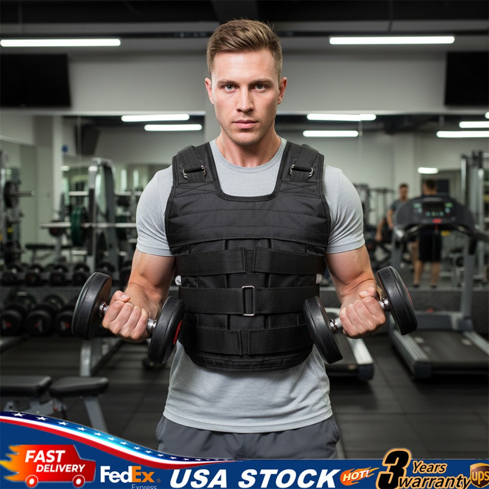Exercise Weighted Vest Fitness Training Workout Sport 110lbs Weighted Adjustable