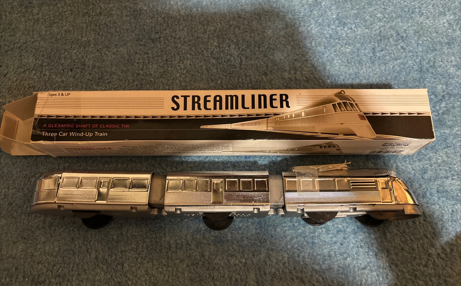 VTG SCHYLLING Streamliner Collectors Three Car Wind-up Chrome Plated Train NEW VTG SCHYLLING Streamliner Collectors Three Car Wind-up Chrome Plated Train NEW