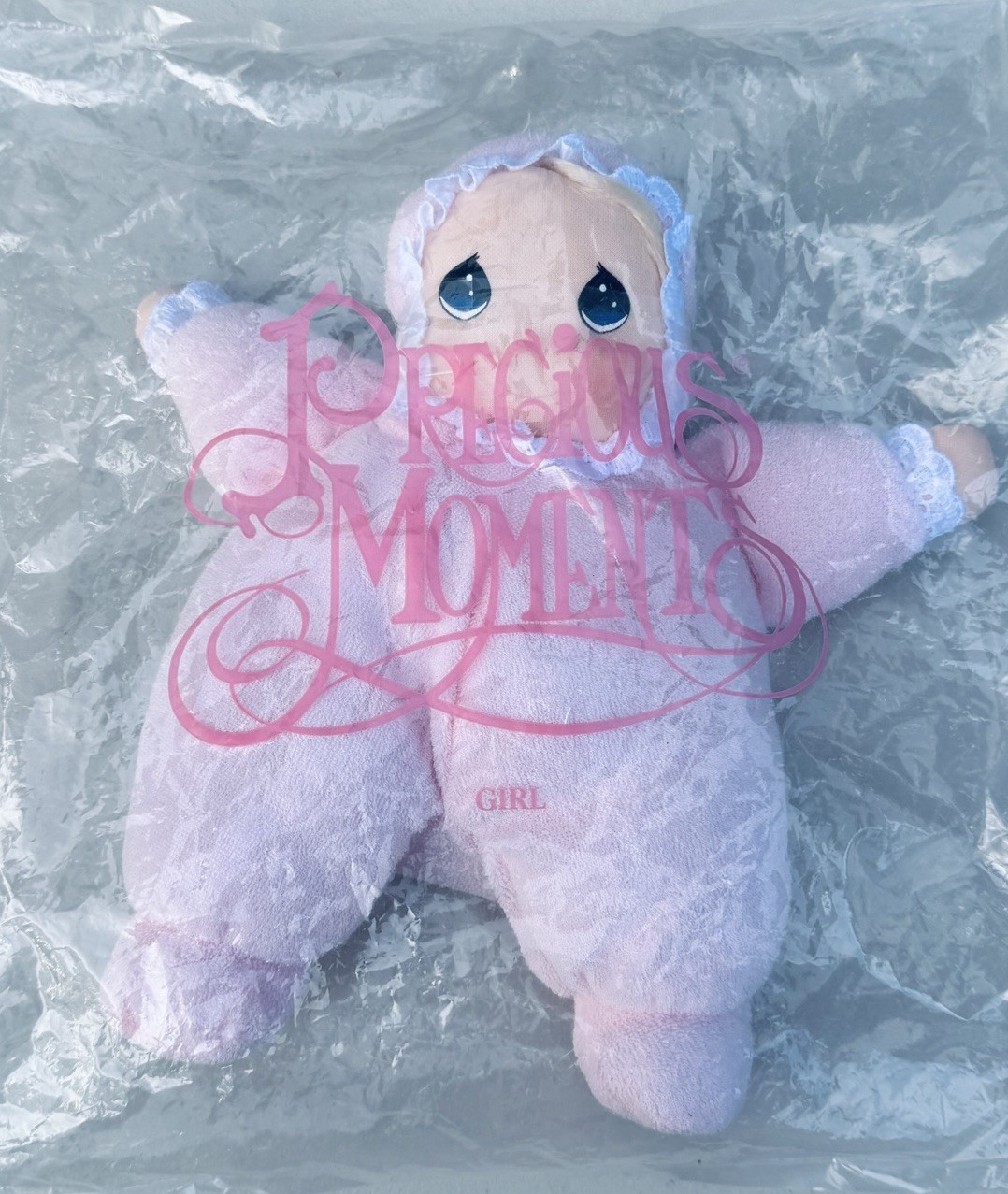 Vintage Dakin Precious Moments Pink Baby Doll Girl Avon 1997 Plush Stuffed Soft Vintage Dakin Precious Moments Pink Baby Doll Girl Avon 1997 Plush Stuffed Soft