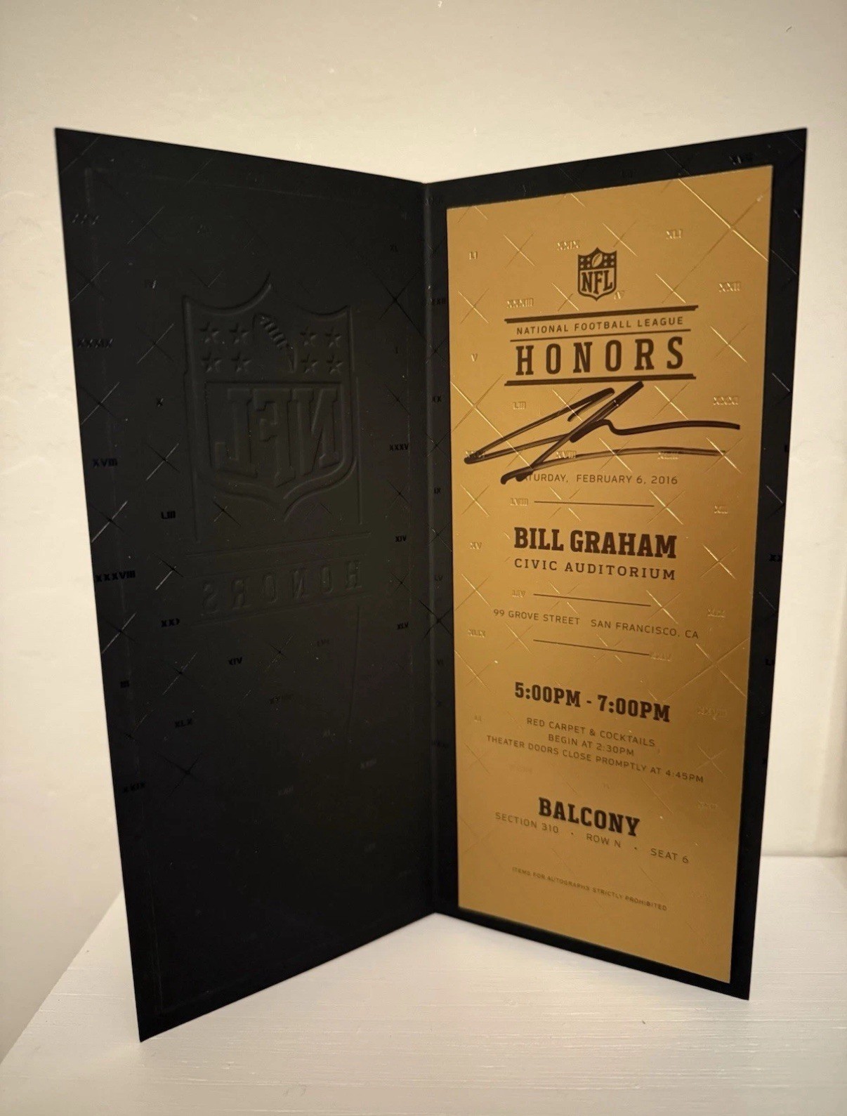 Charles Woodson Signed 2015-2016 NFL Honors Ticket—HIS FINAL NFL AWARD Charles Woodson Signed 2015-2016 NFL Honors Ticket—HIS FINAL NFL AWARD