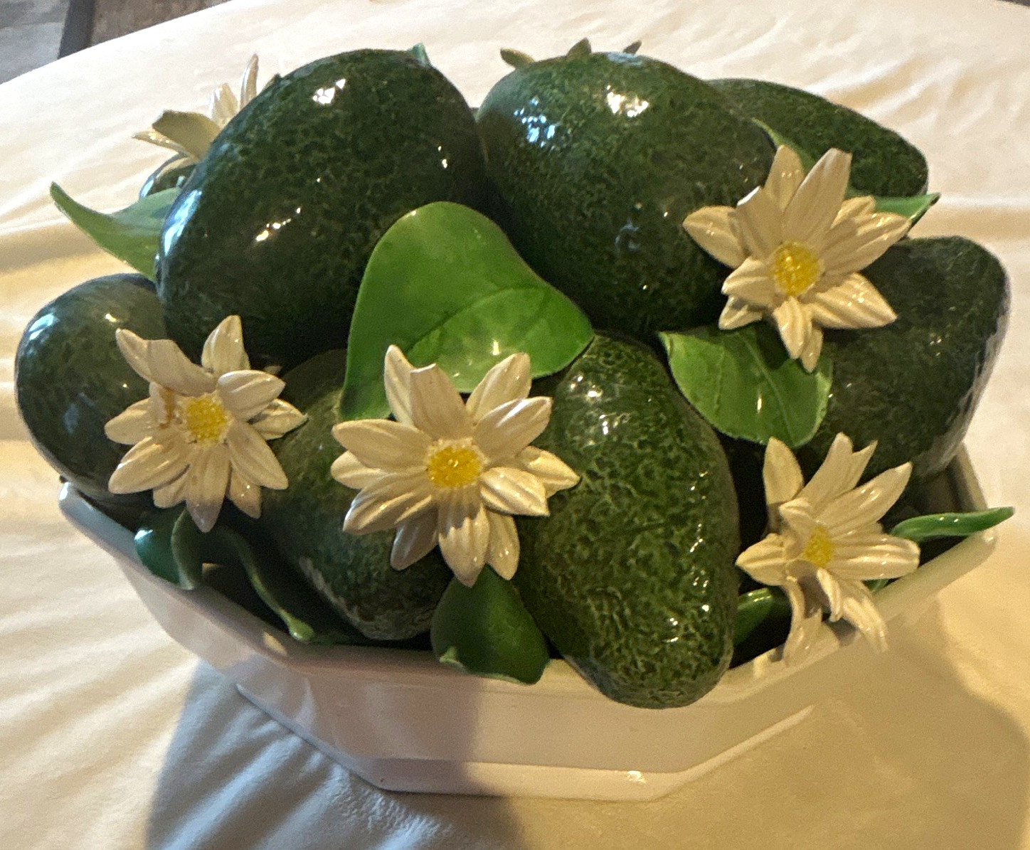 Vintage Italian Majolica Ceramic Avocado & Blossom Centerpiece Bowl – J.W. Co.