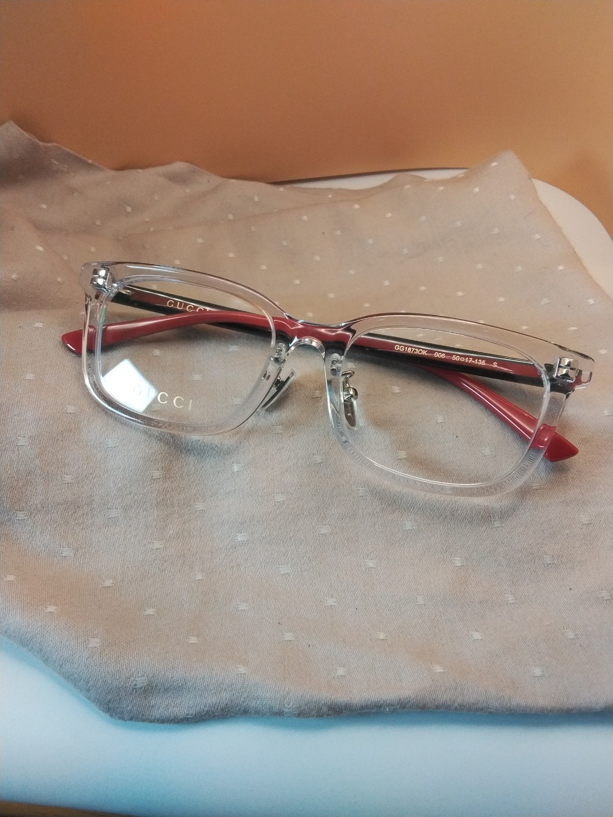 GUCCI GG 1873OK 006 50□17 135 Clear Front Red And Green Arms GUCCI GG 1873OK 006 50□17 135 Clear Front Red And Green Arms