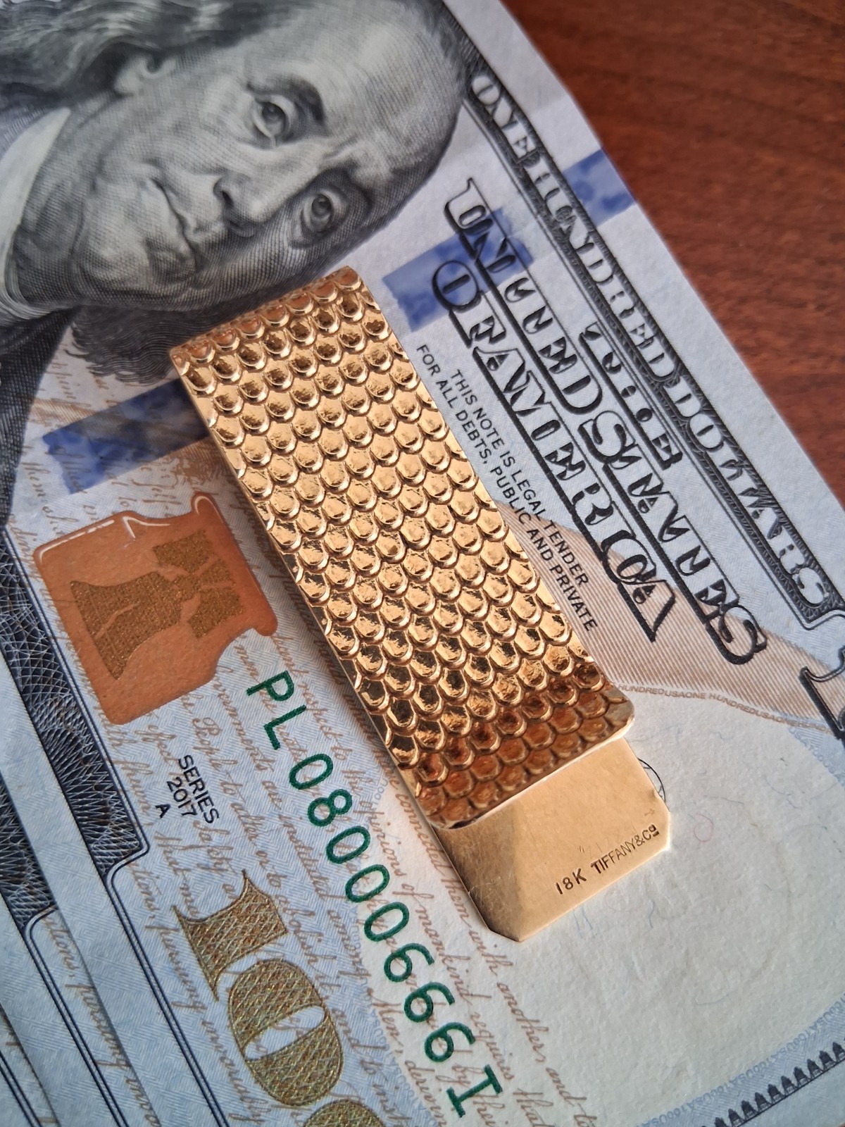 ORIGINAL TIFFANY RECEIPT Vintage 18K yellow gold men\'s money clip 15.4 grams