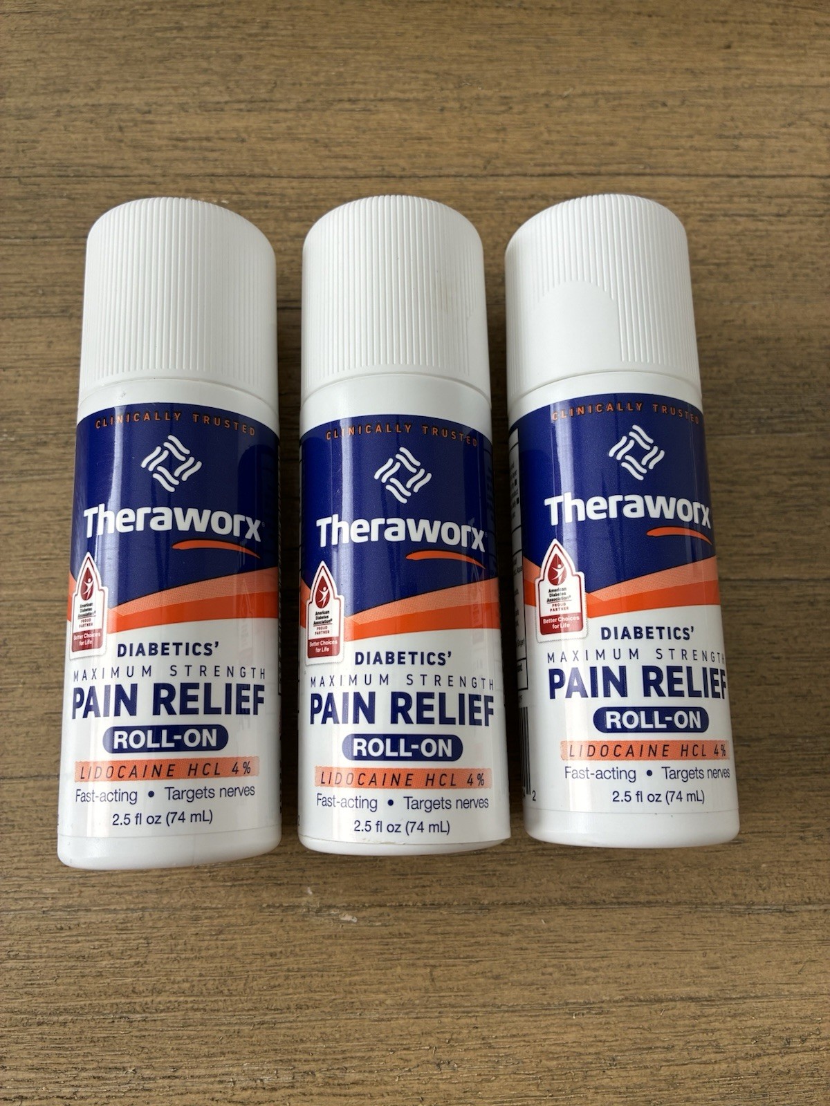 3 THERAWORX NERVE RELIEF DIABETICS ROLL ON 2.5 FL OZ EACH EXP: 11-2026 3 THERAWORX NERVE RELIEF DIABETICS ROLL ON 2.5 FL OZ EACH EXP: 11-2026